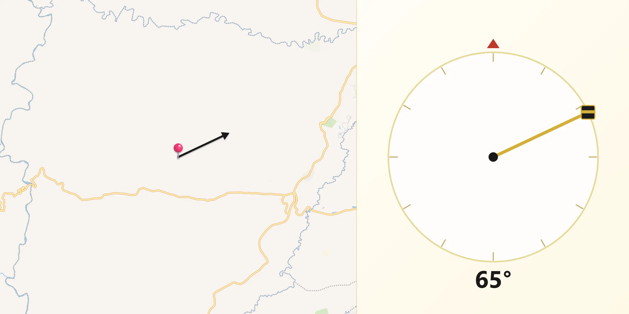 Dirección de la Qibla desde Montenegro