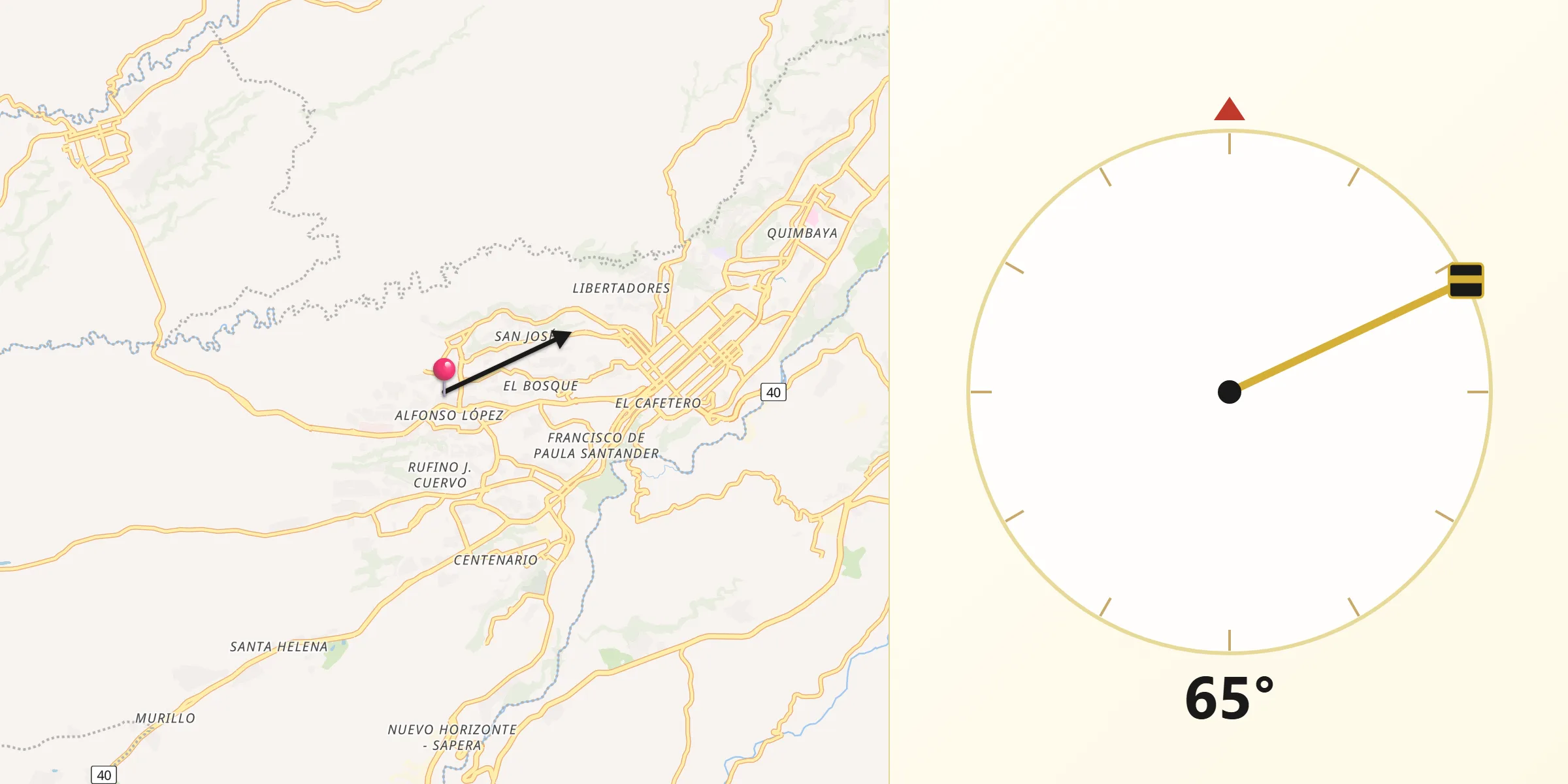 Dirección de la Qibla desde Armenia