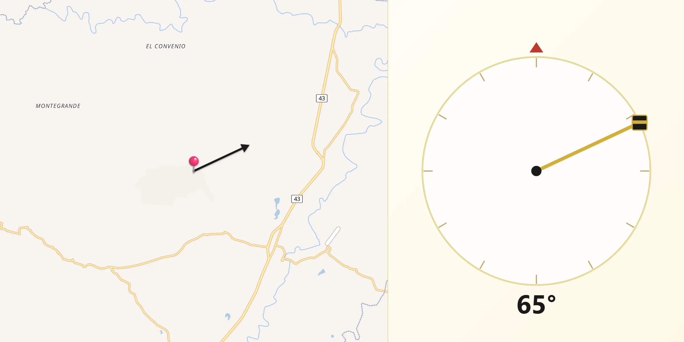 Dirección de la Qibla desde Alvarado