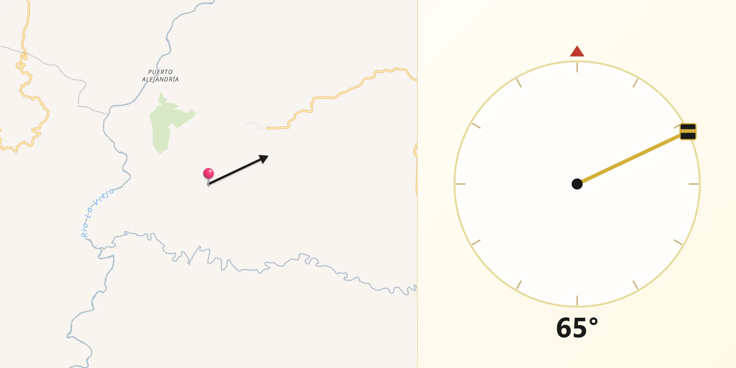 Dirección de la Qibla desde Quimbaya