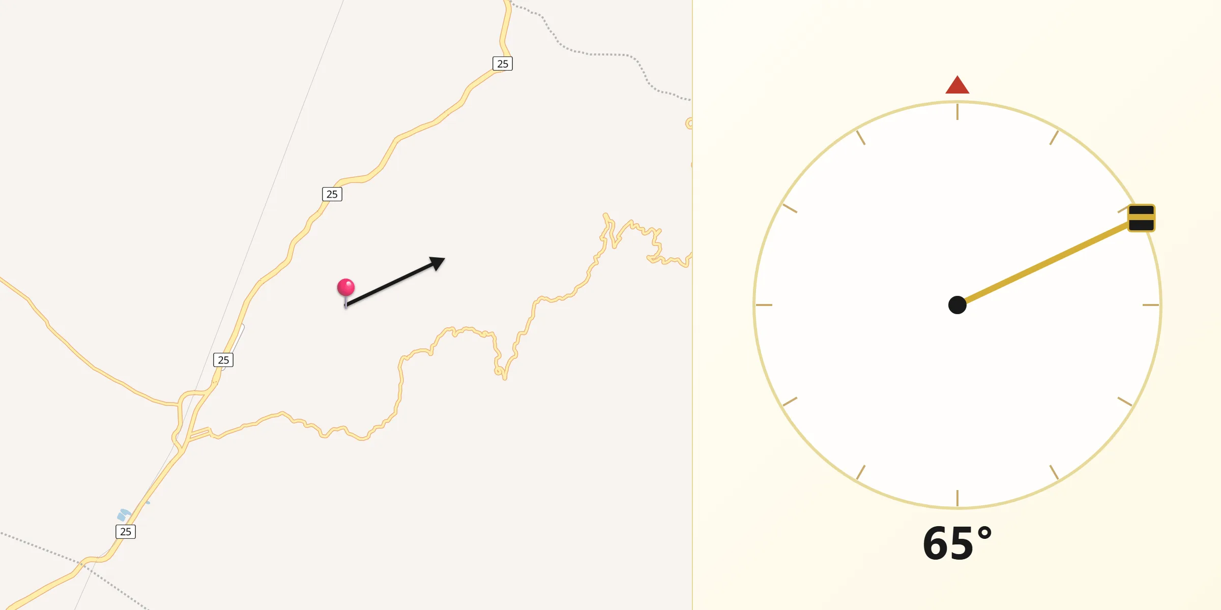 Dirección de la Qibla desde Obando