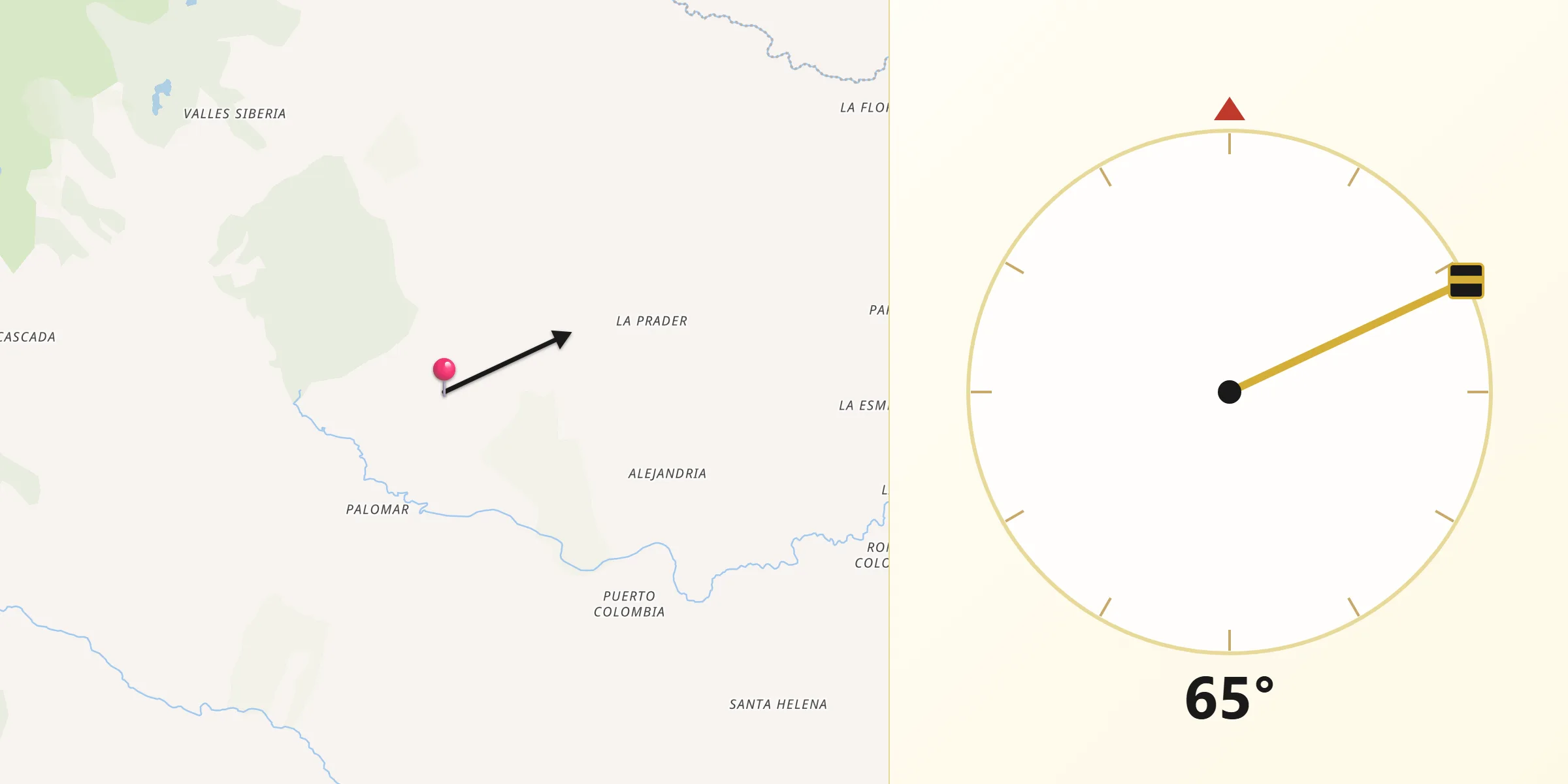 Dirección de la Qibla desde Anzoátegui