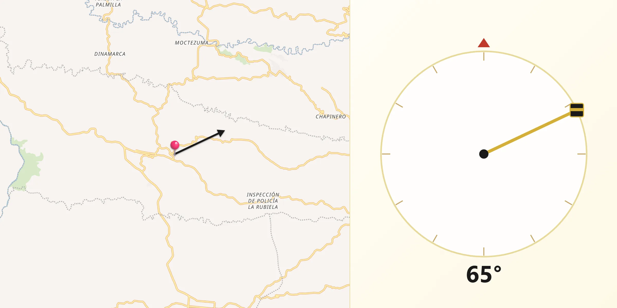 Dirección de la Qibla desde Alcalá
