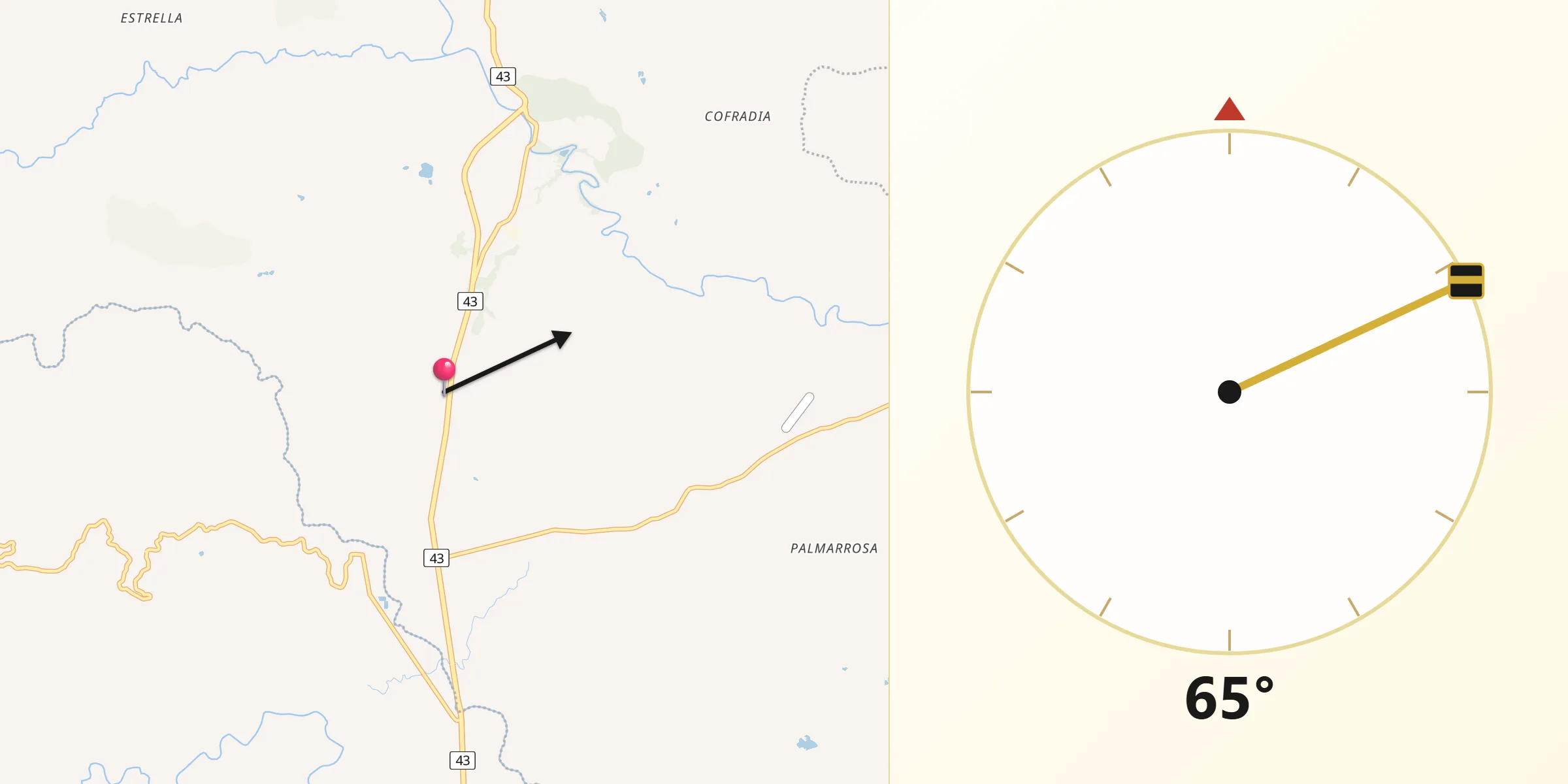 Dirección de la Qibla desde Venadillo