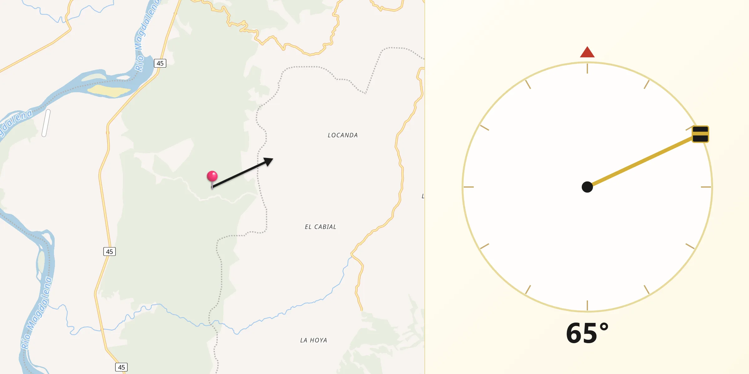 Dirección de la Qibla desde Beltrán