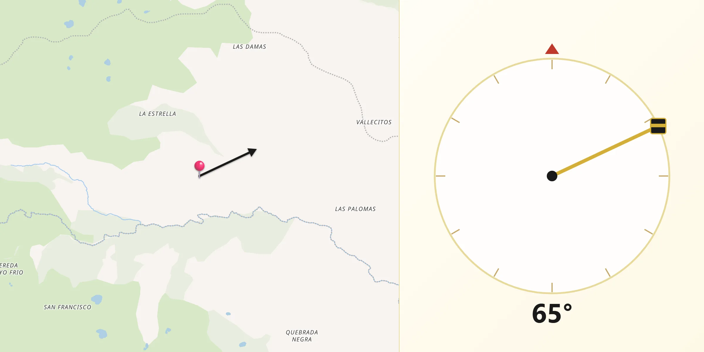 Dirección de la Qibla desde Santa Isabel