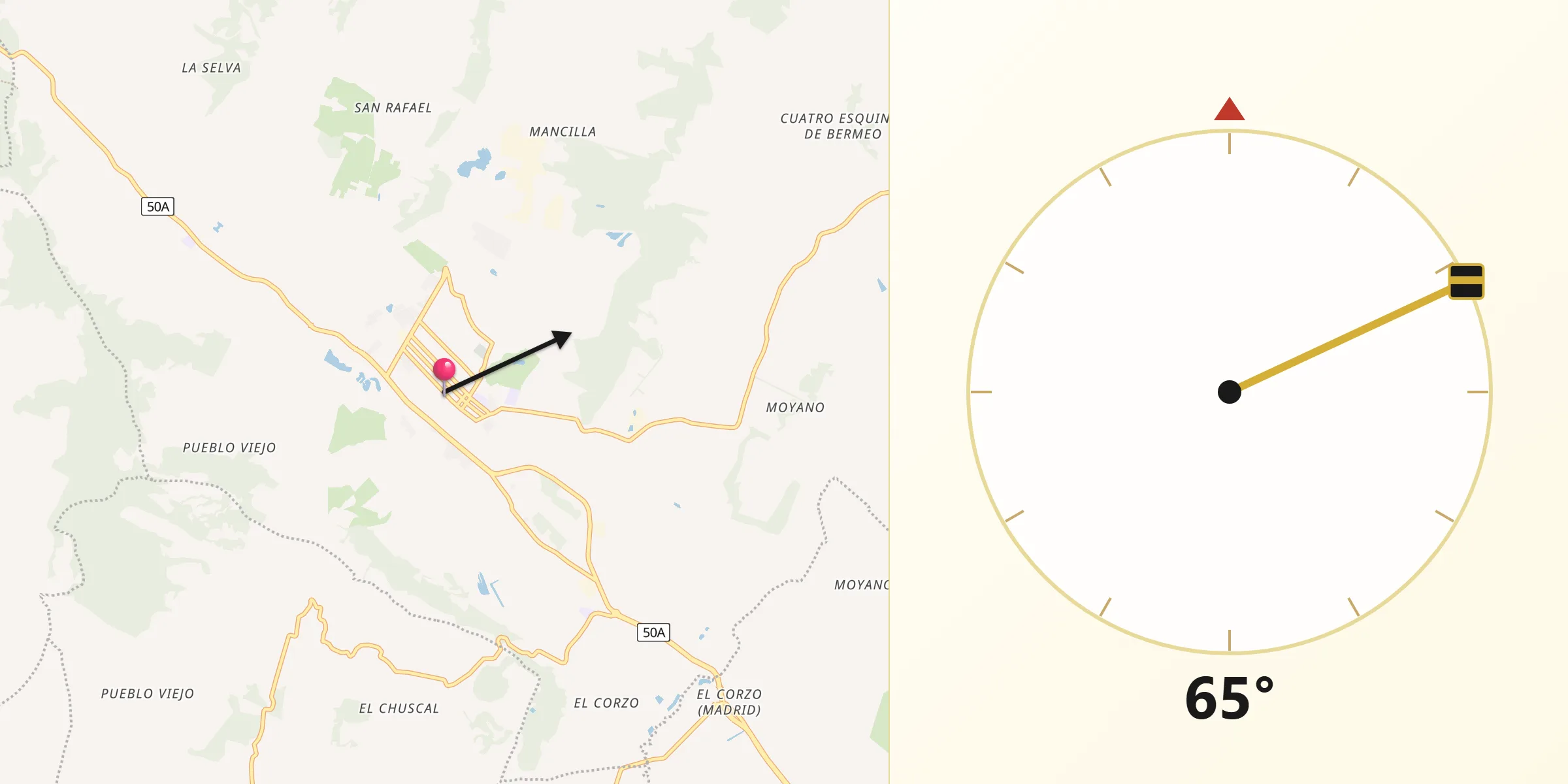 Dirección de la Qibla desde Facatativá