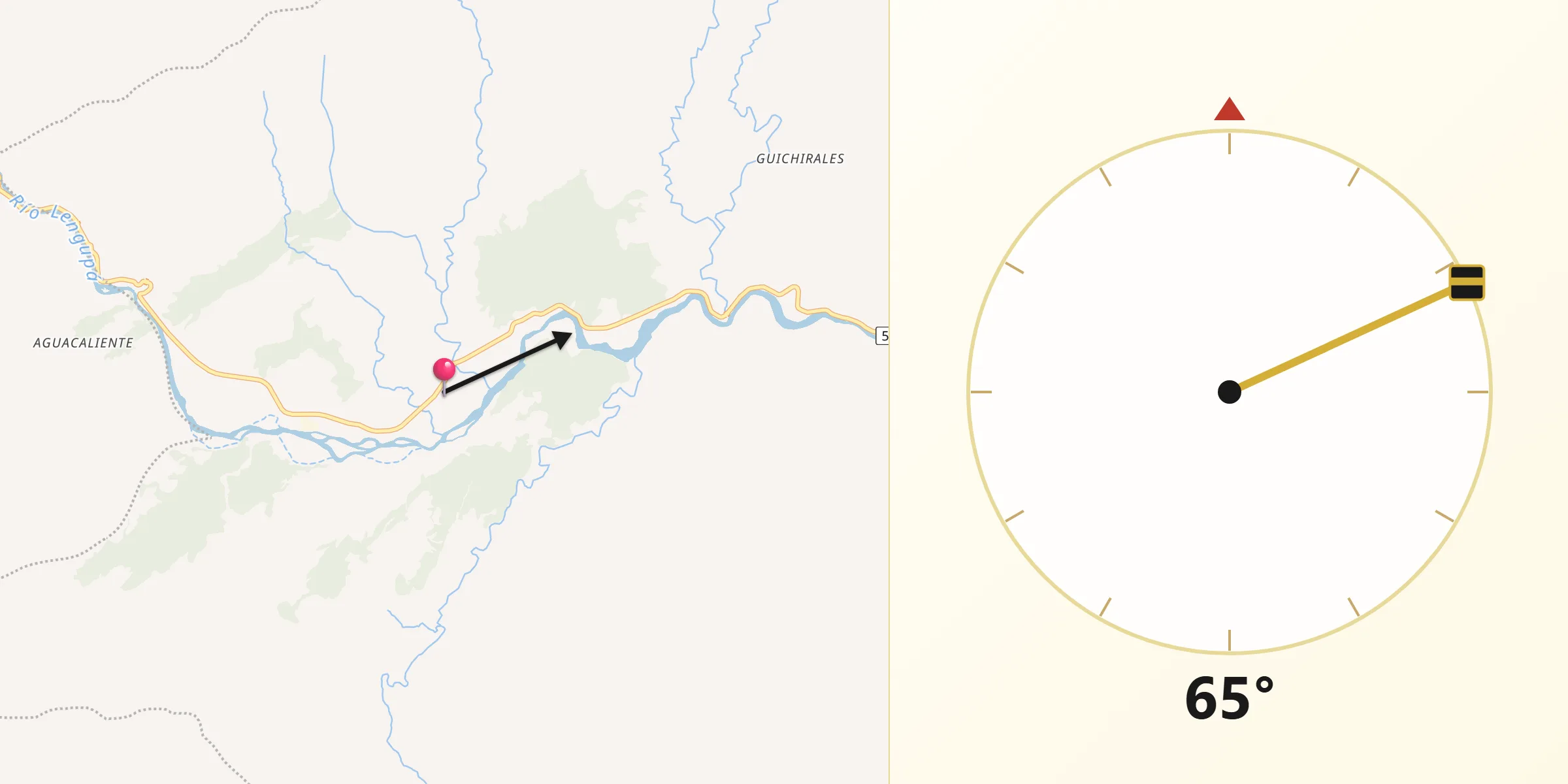 Dirección de la Qibla desde San Luis de Gaceno