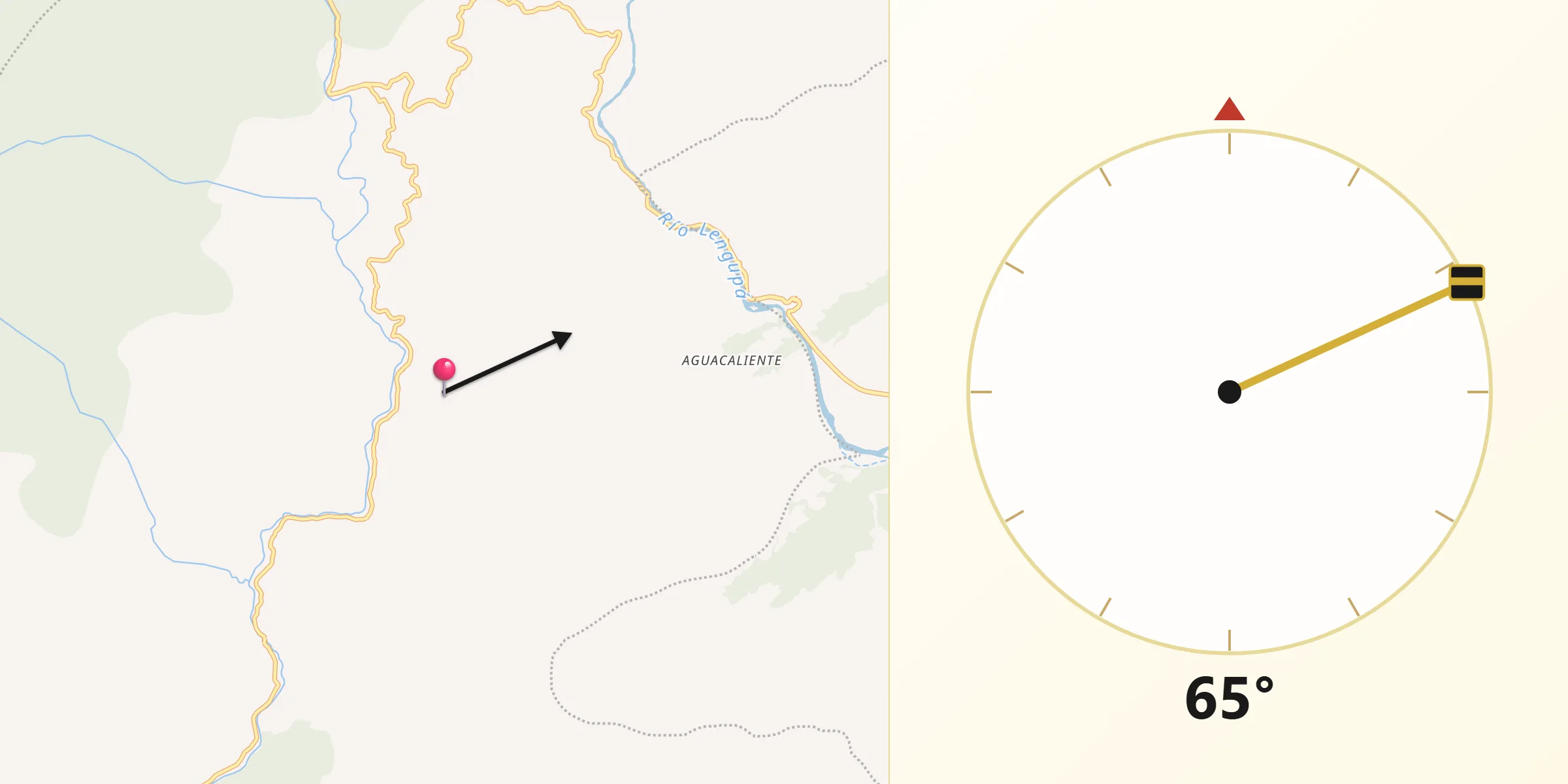 Dirección de la Qibla desde Santa María