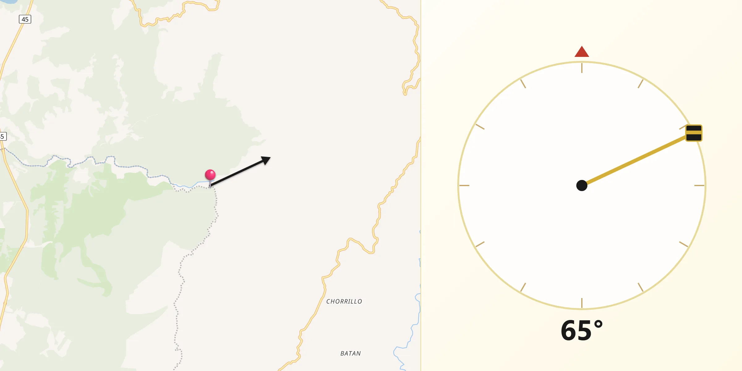 Dirección de la Qibla desde San Juan de Río Seco