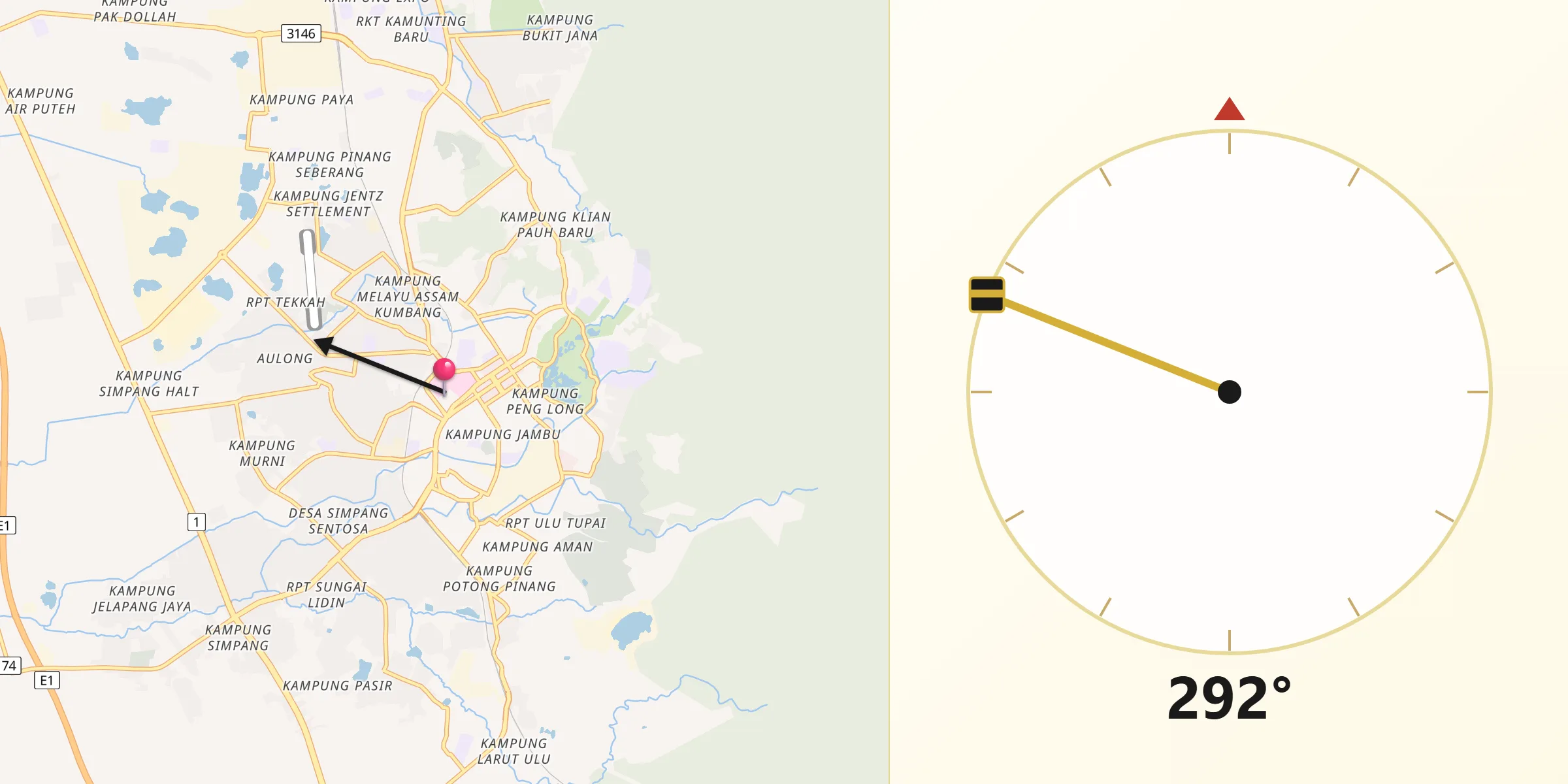 Qibla Direction from Taiping