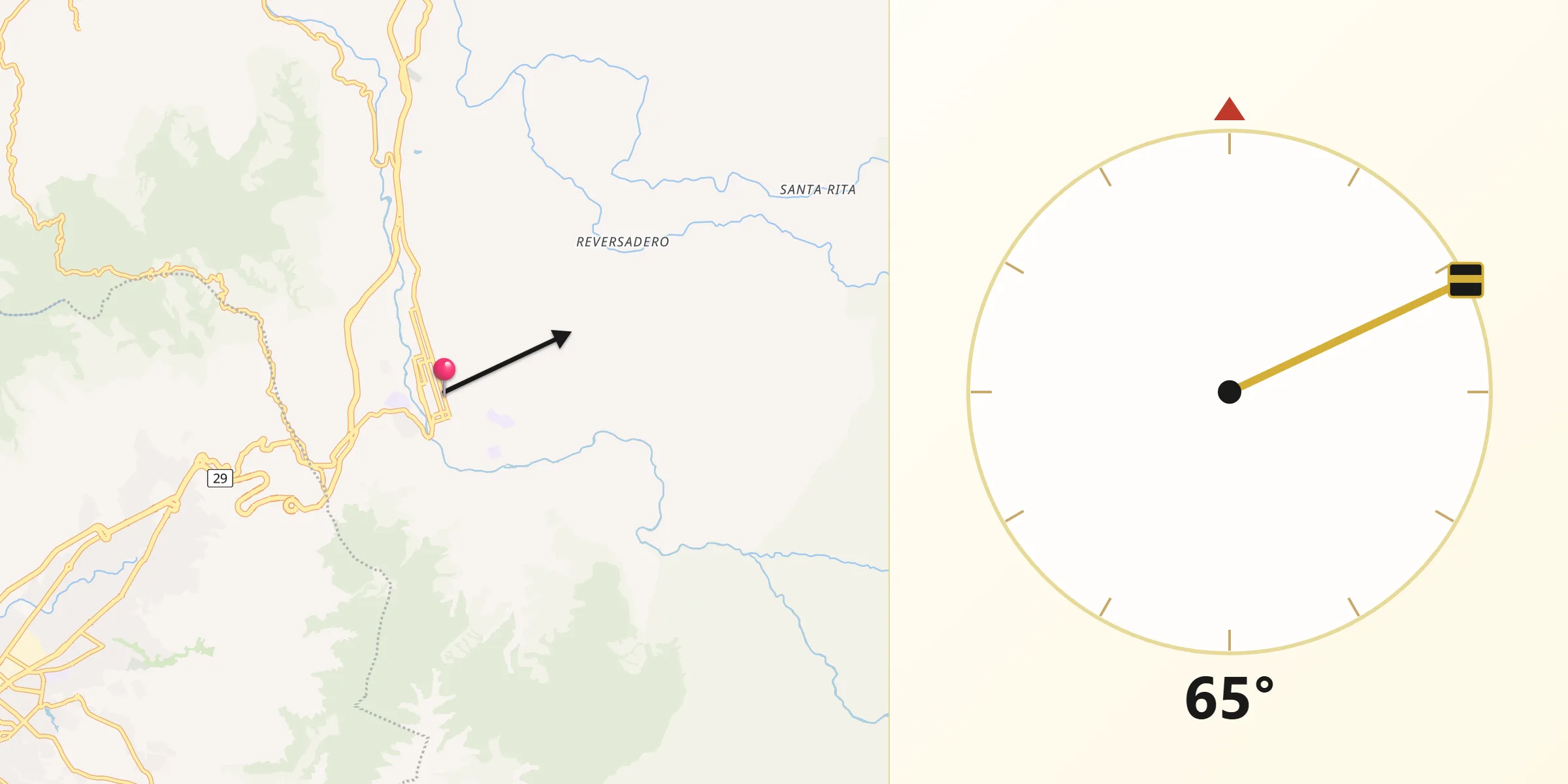 Dirección de la Qibla desde Santa Rosa de Cabal