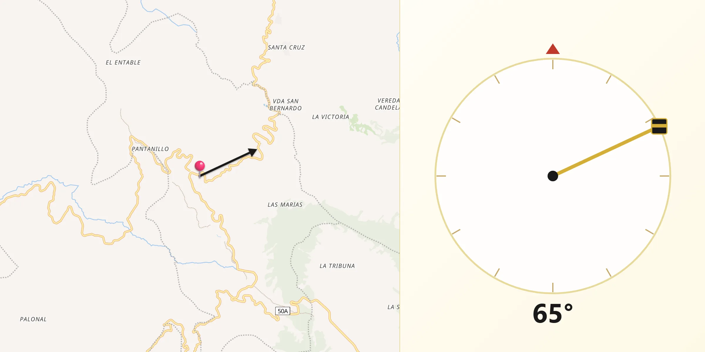 Dirección de la Qibla desde Albán