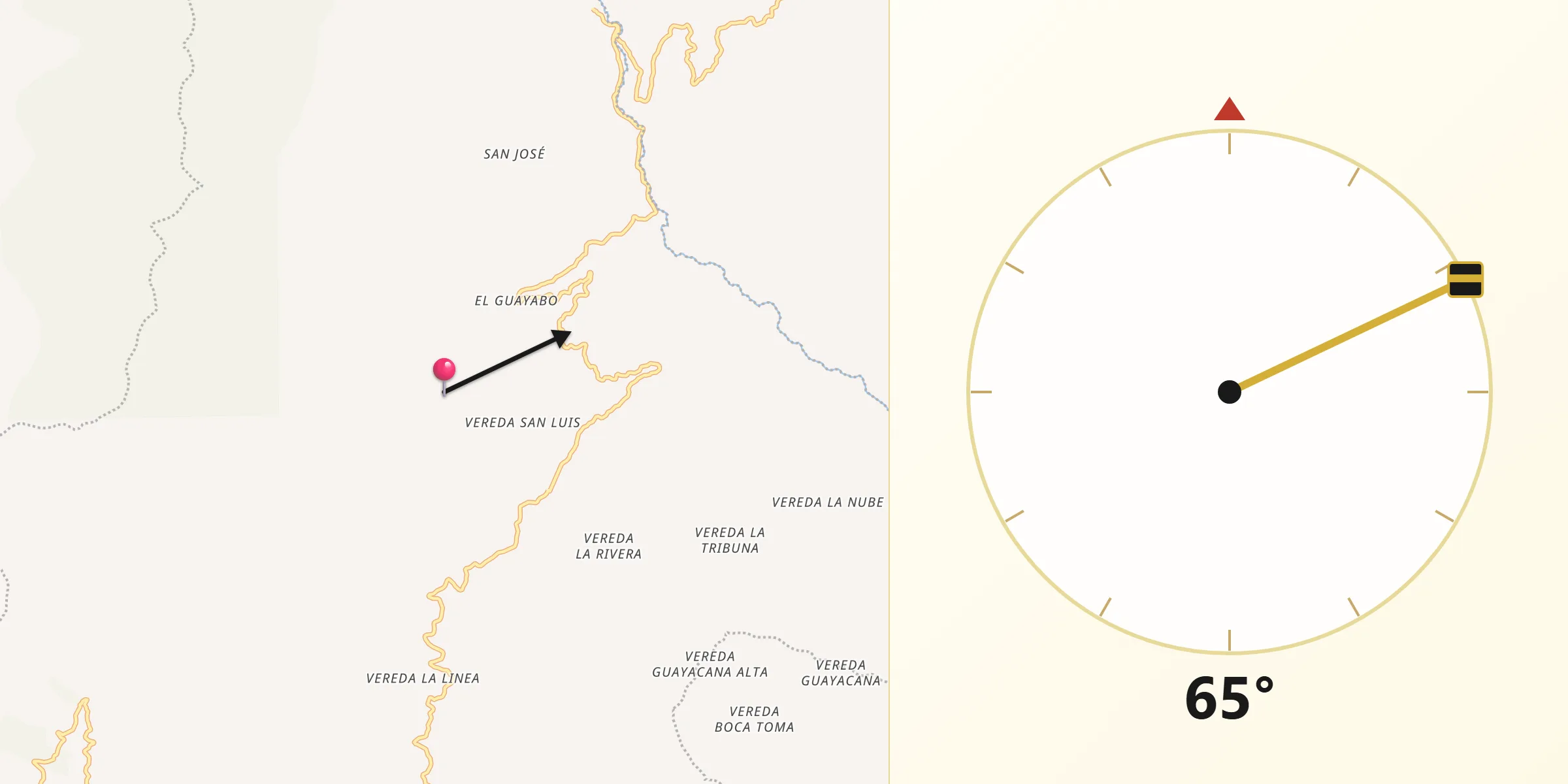 Dirección de la Qibla desde El Águila