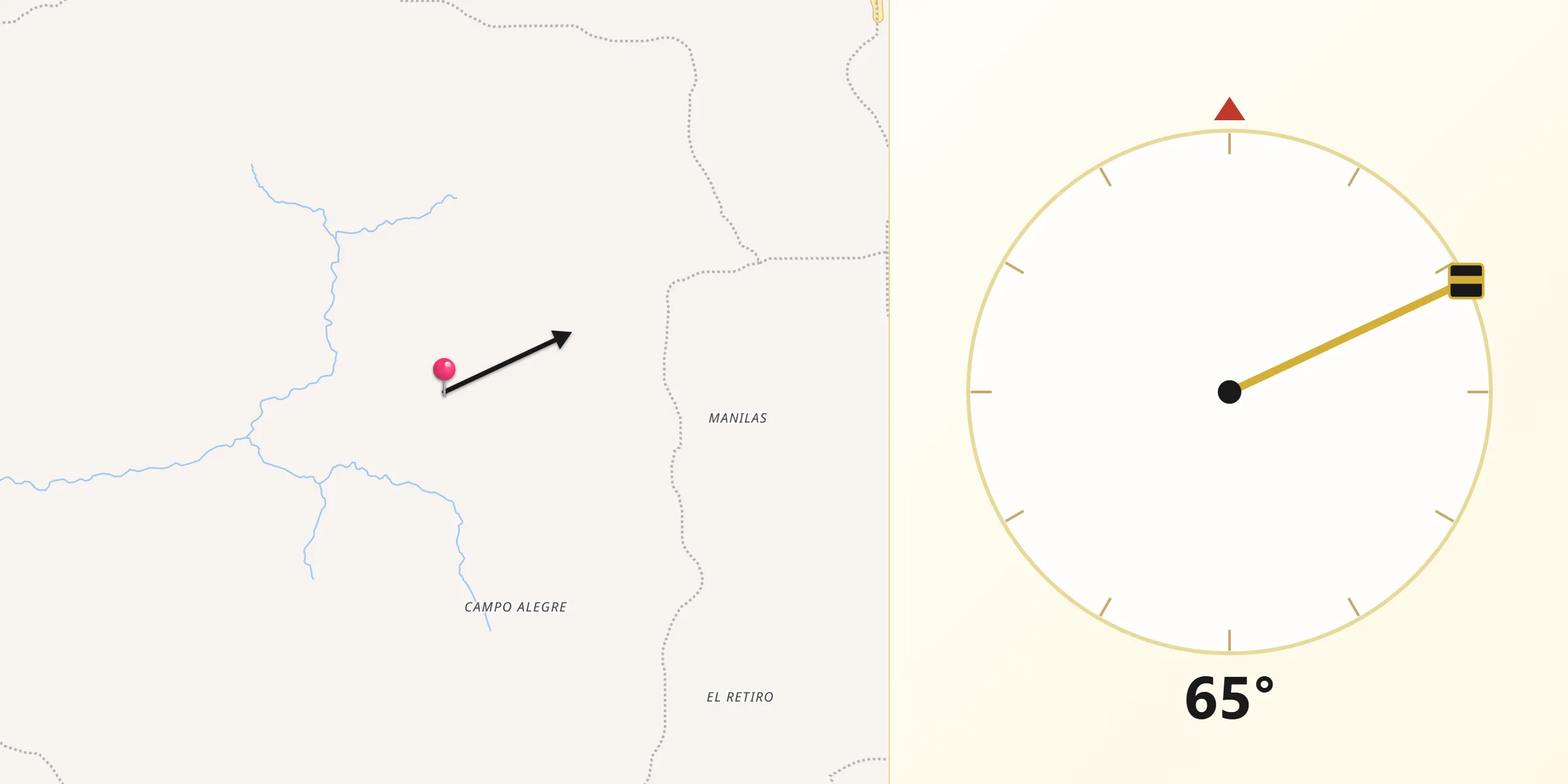 Dirección de la Qibla desde Chaguaní