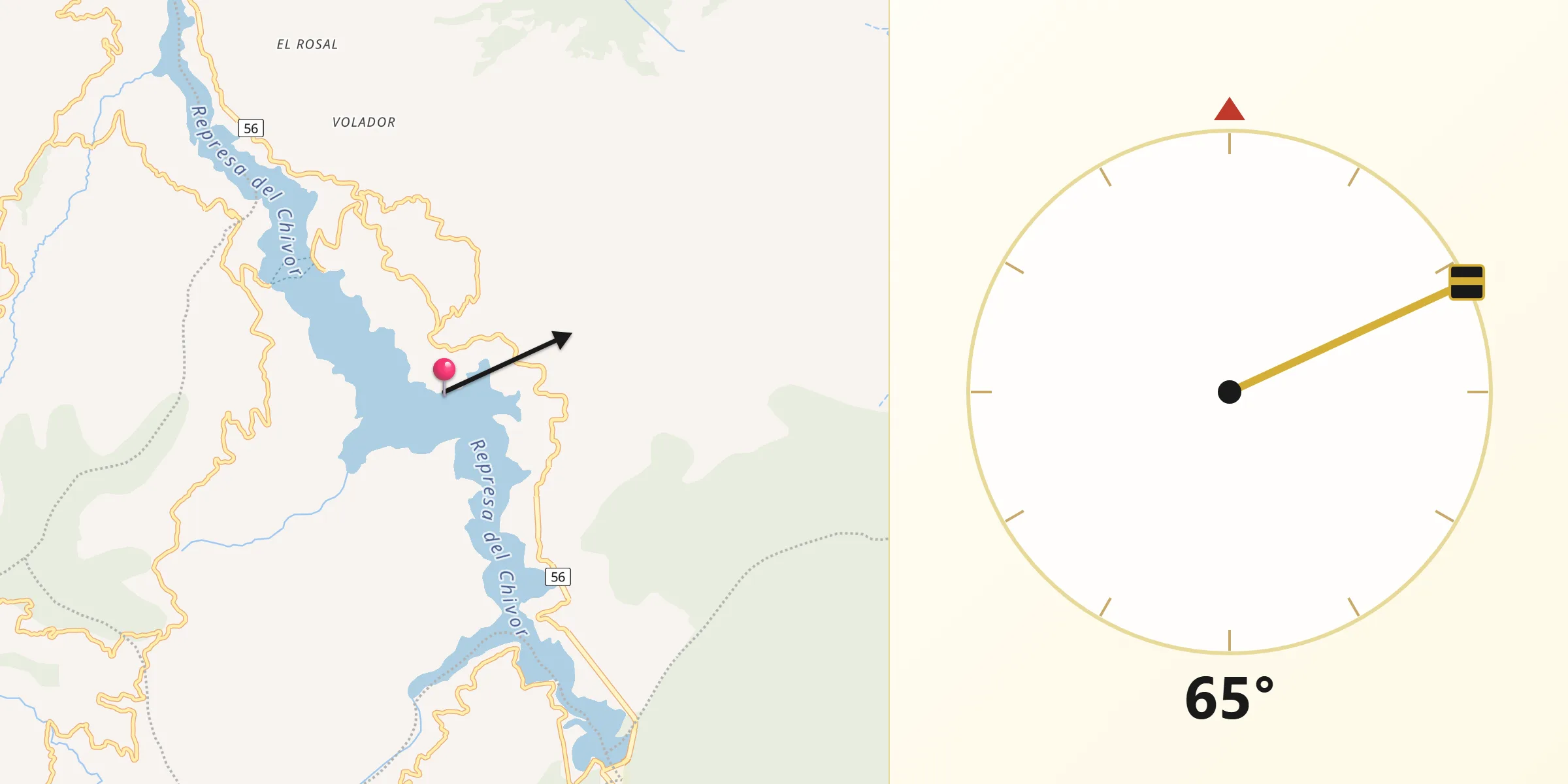 Dirección de la Qibla desde Macanal