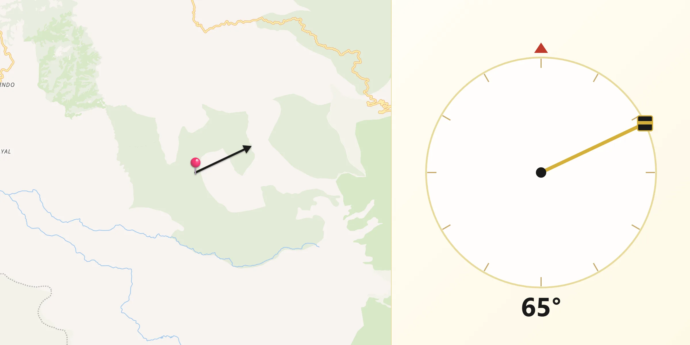 Dirección de la Qibla desde Villamaría
