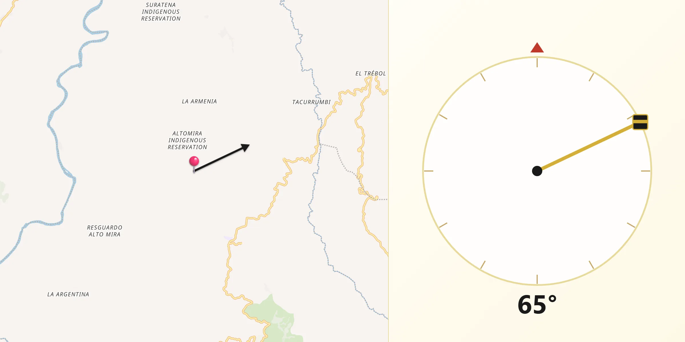 Dirección de la Qibla desde Marsella