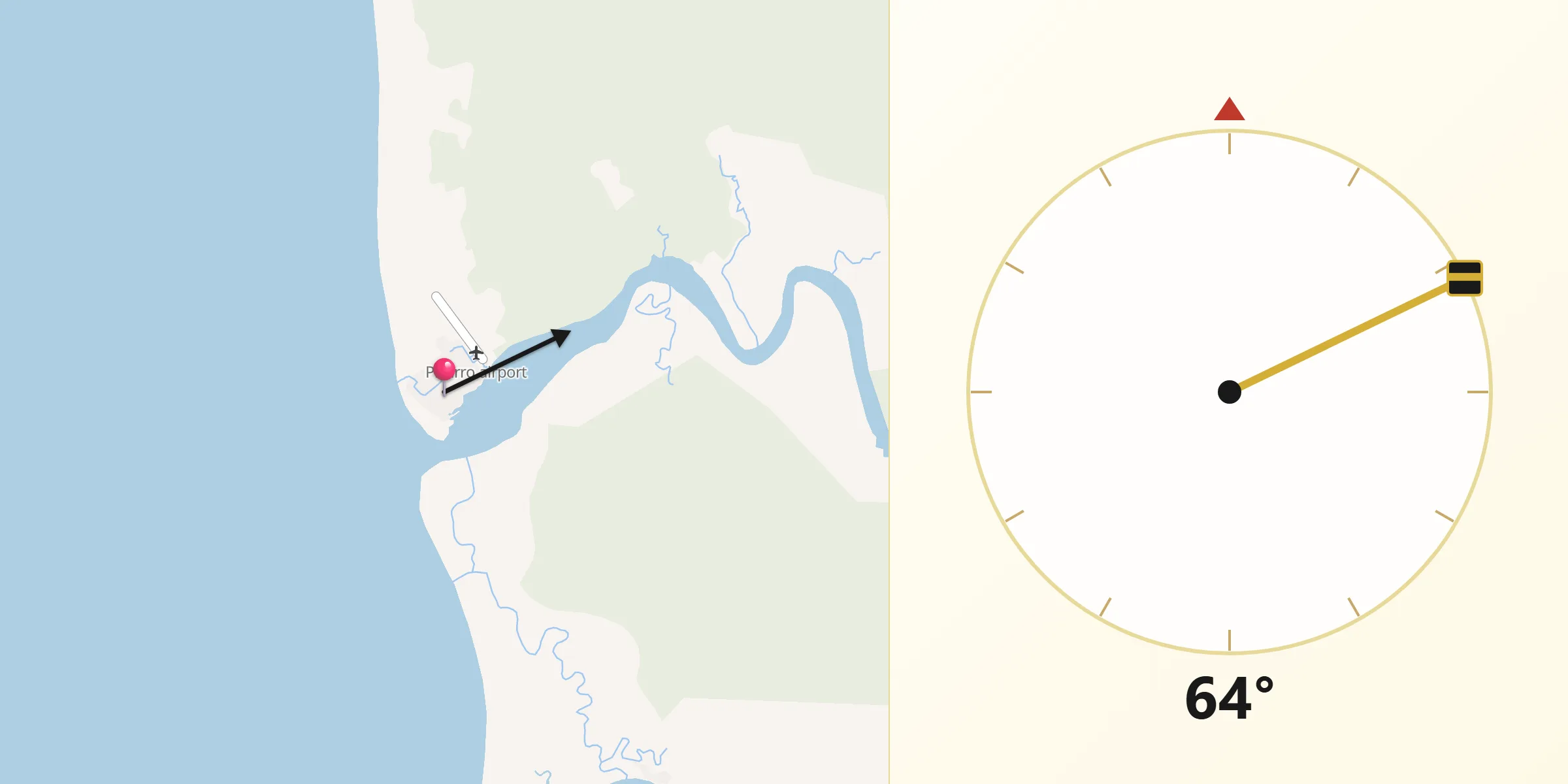 Dirección de la Qibla desde Bajo Baudó