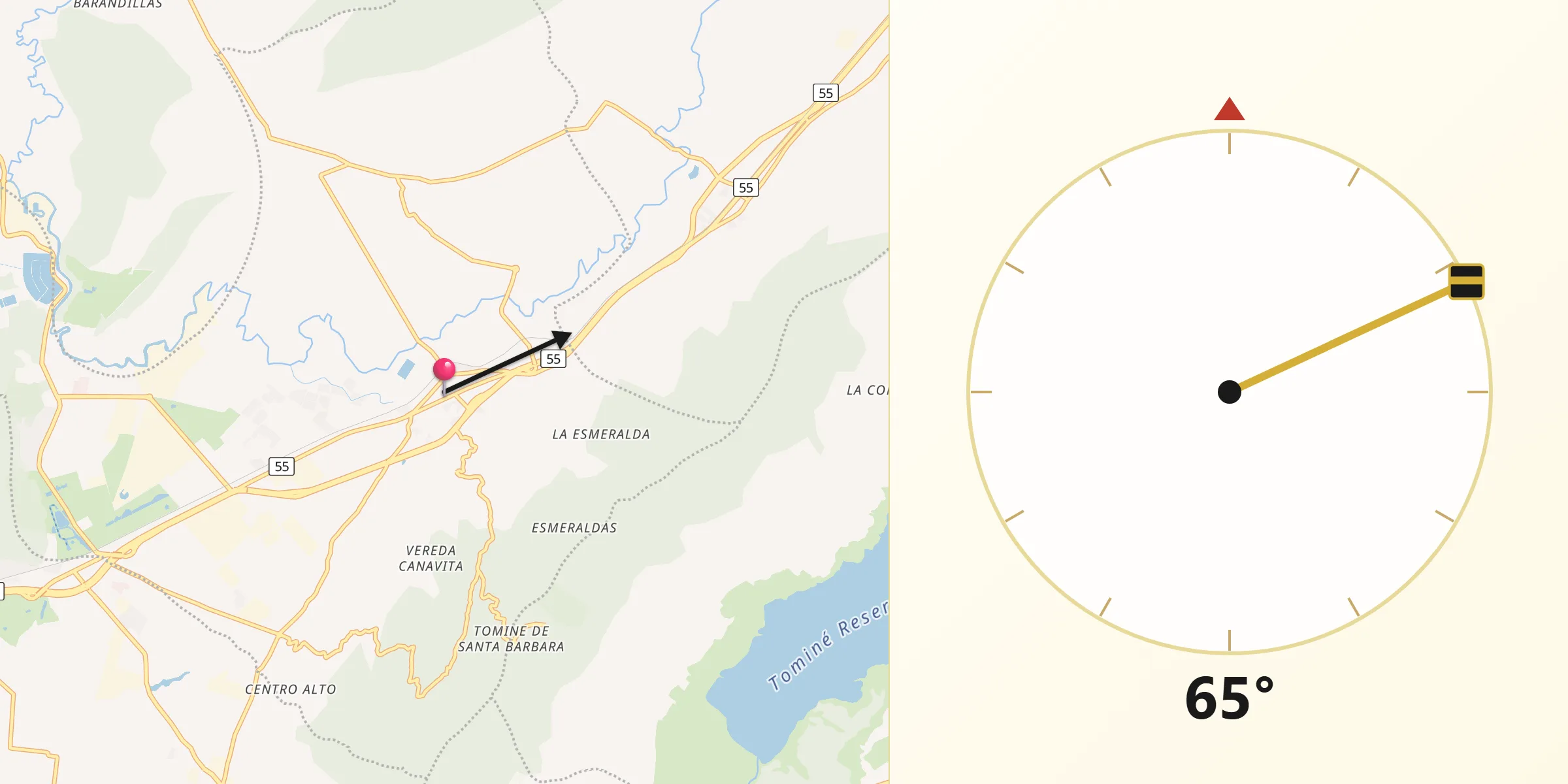 Dirección de la Qibla desde Tocancipá