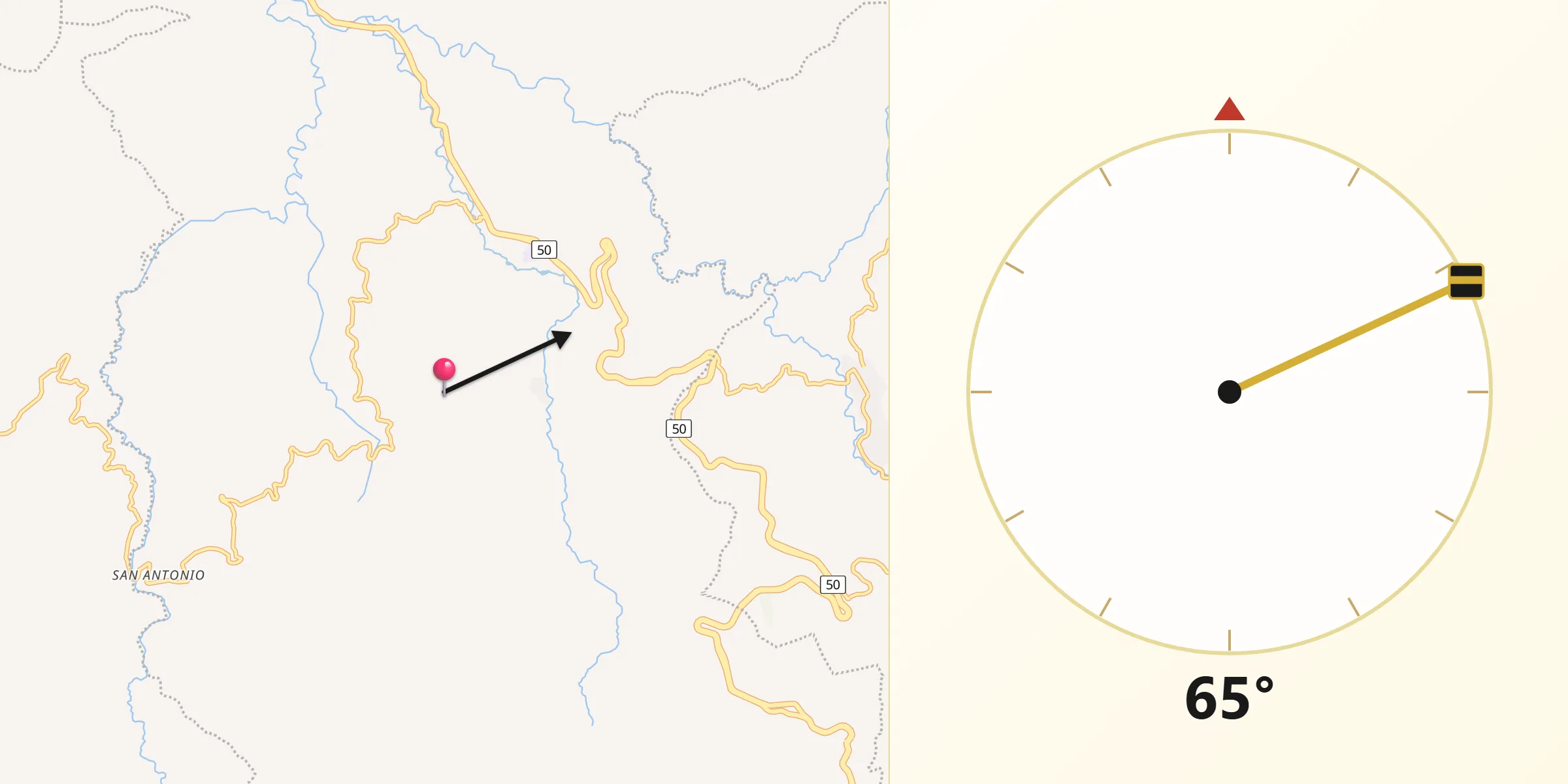 Dirección de la Qibla desde La Vega