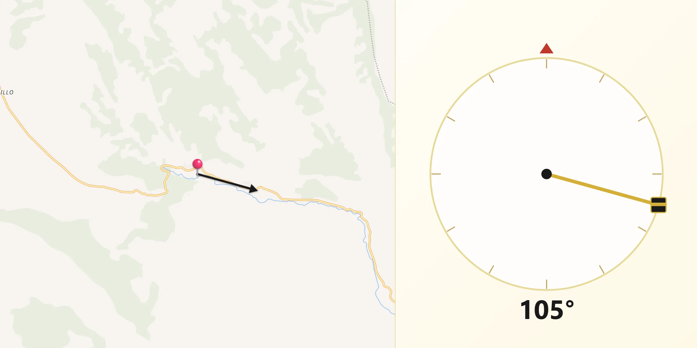 Dirección de la Qibla desde Algarra