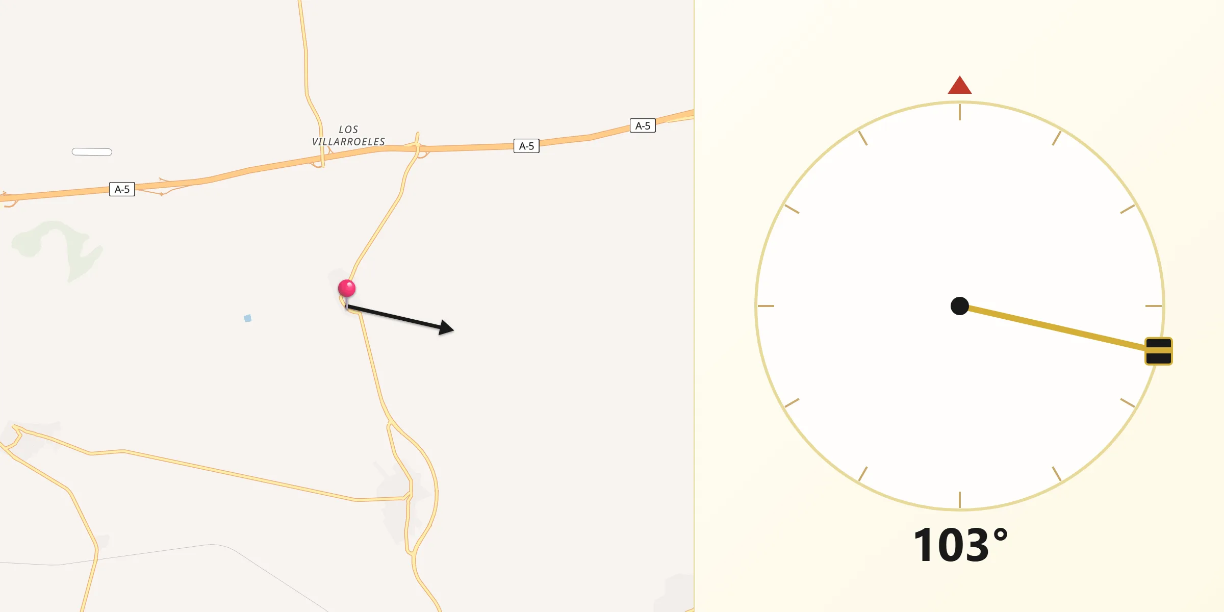 Dirección de la Qibla desde Otero