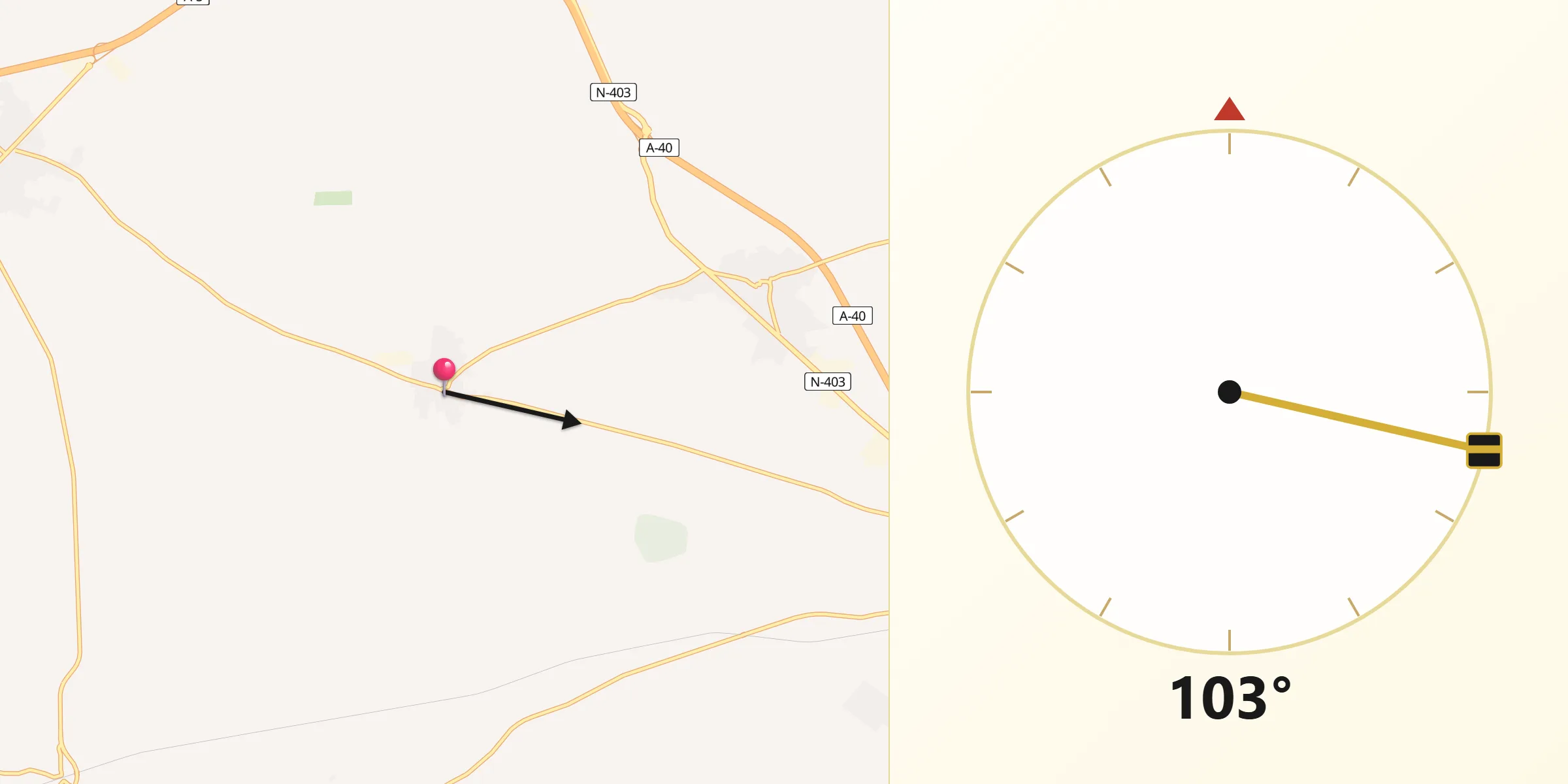 Dirección de la Qibla desde Alcabón