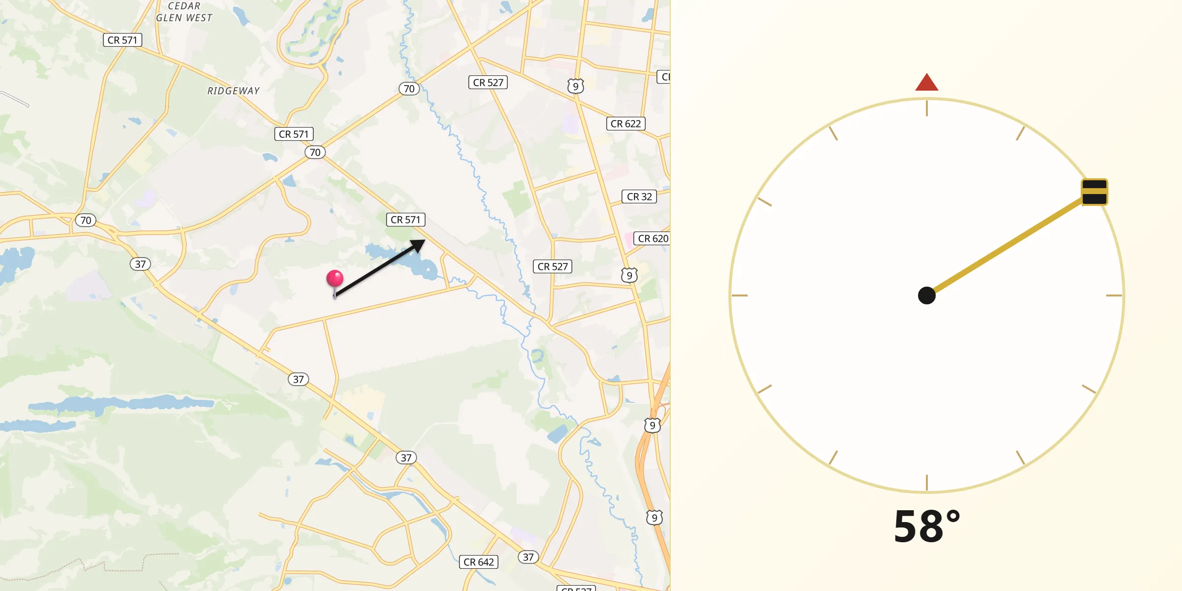 Qibla Direction from Leisure Village West-Pine Lake Park