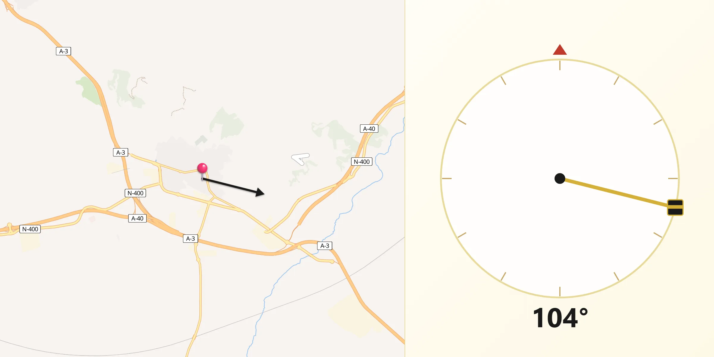Dirección de la Qibla desde Tarancón