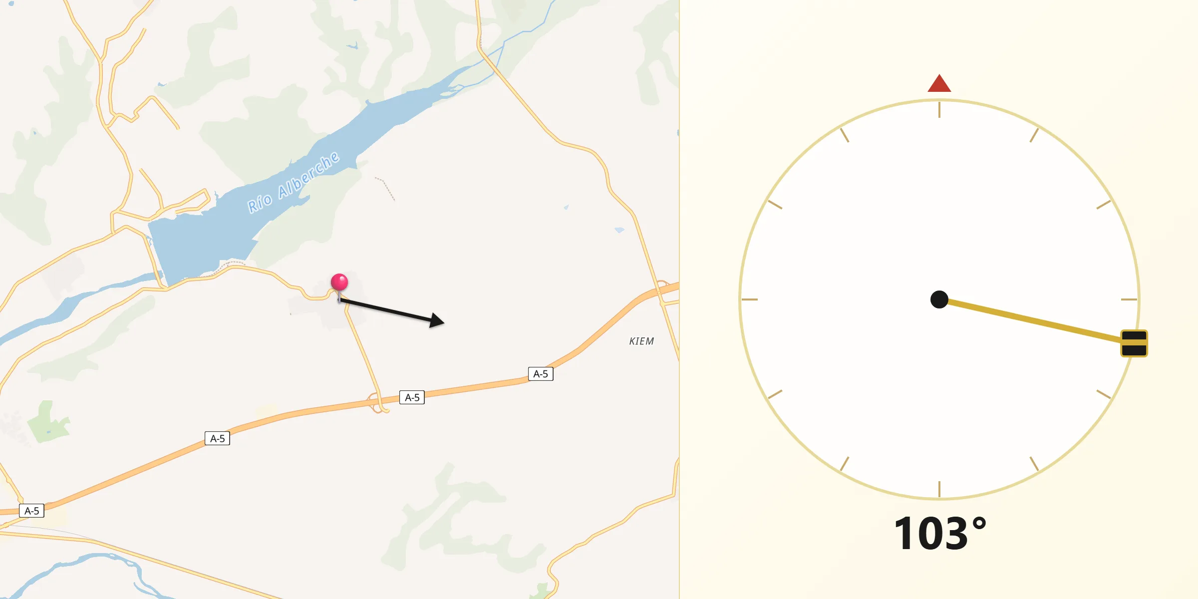 Dirección de la Qibla desde Cazalegas