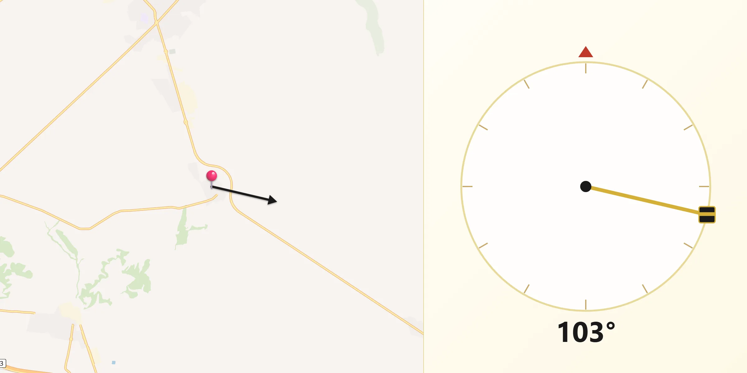 Dirección de la Qibla desde Huecas