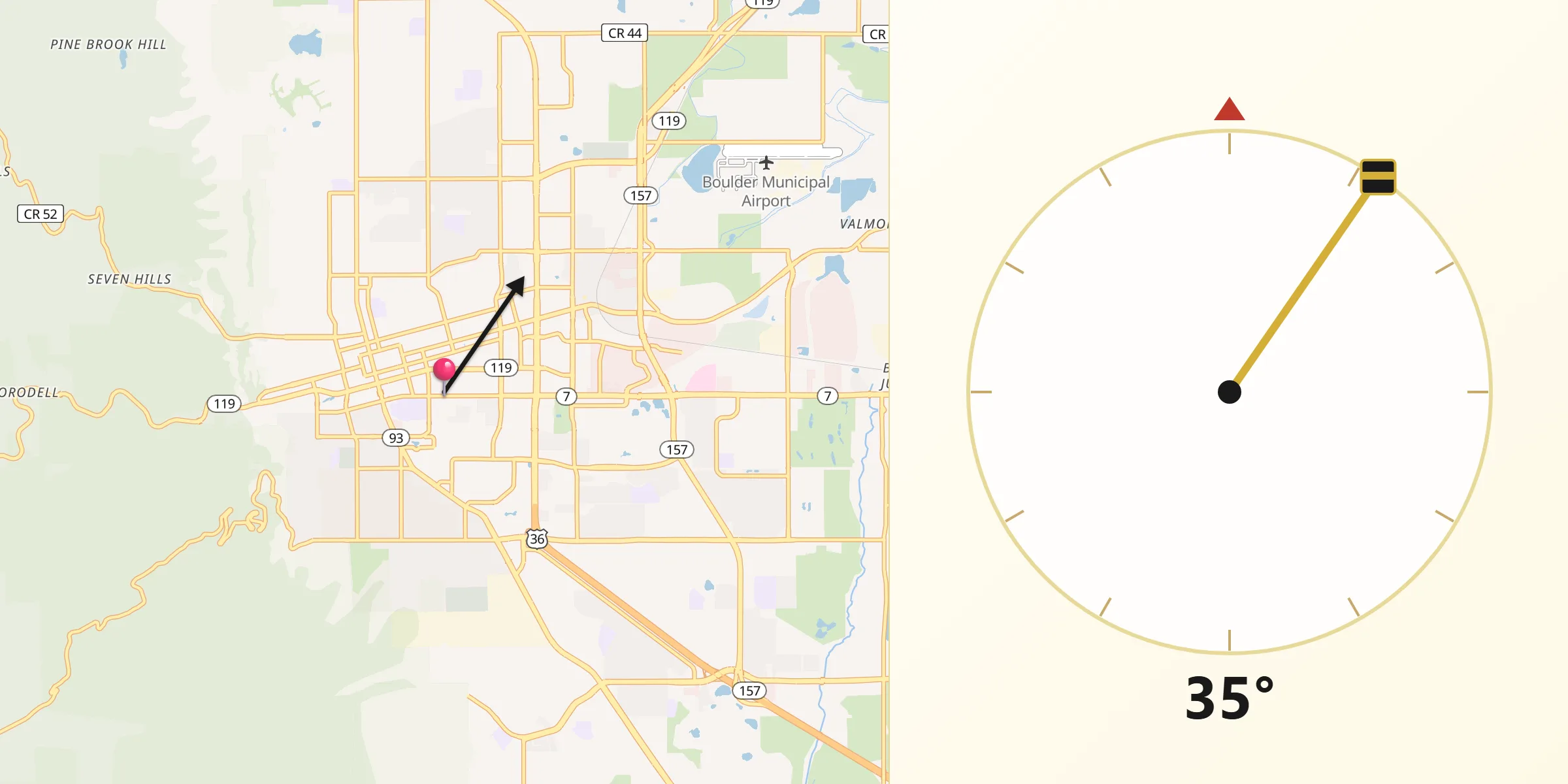 Qibla Direction from Boulder
