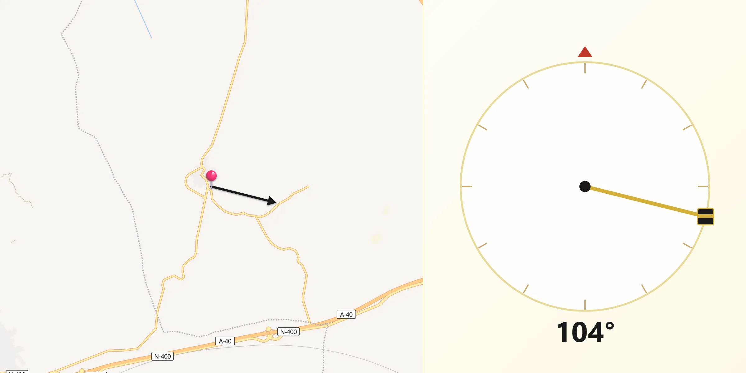 Dirección de la Qibla desde Zarza de Tajo