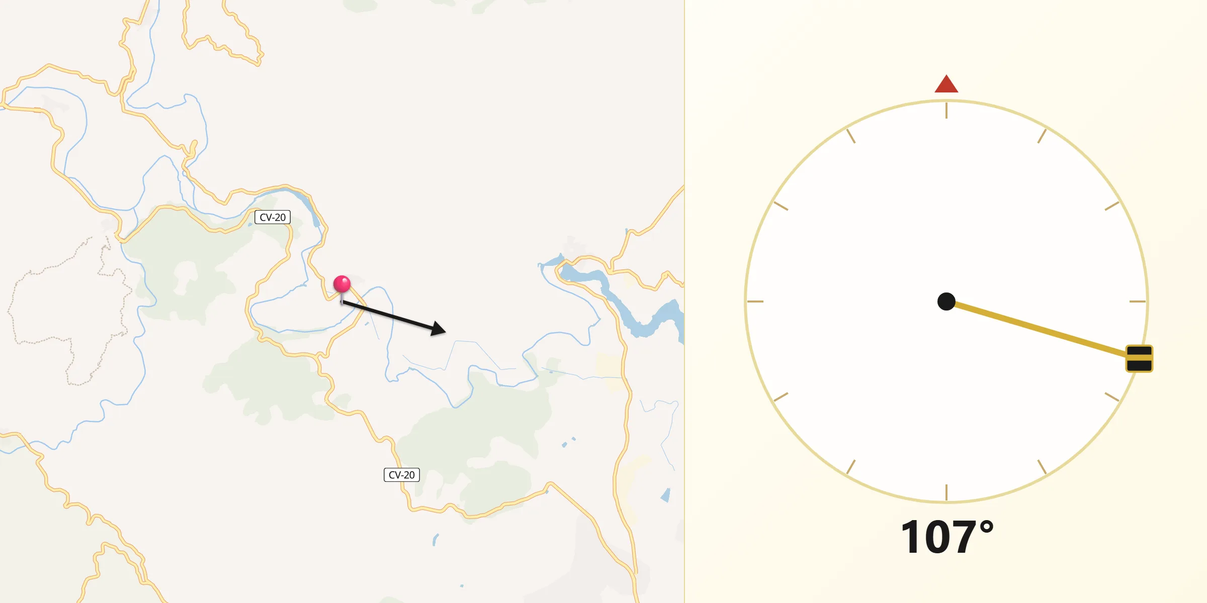 Dirección de la Qibla desde Fanzara