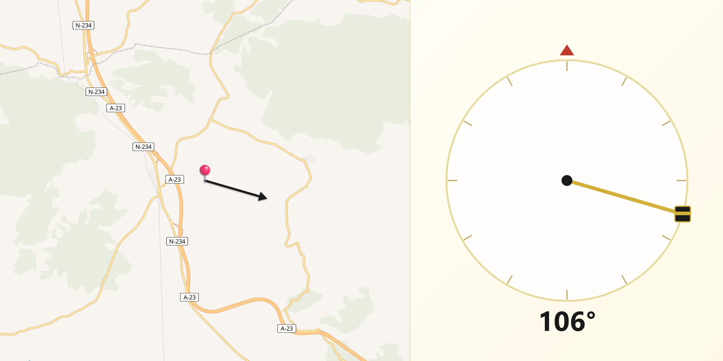 Dirección de la Qibla desde Barracas