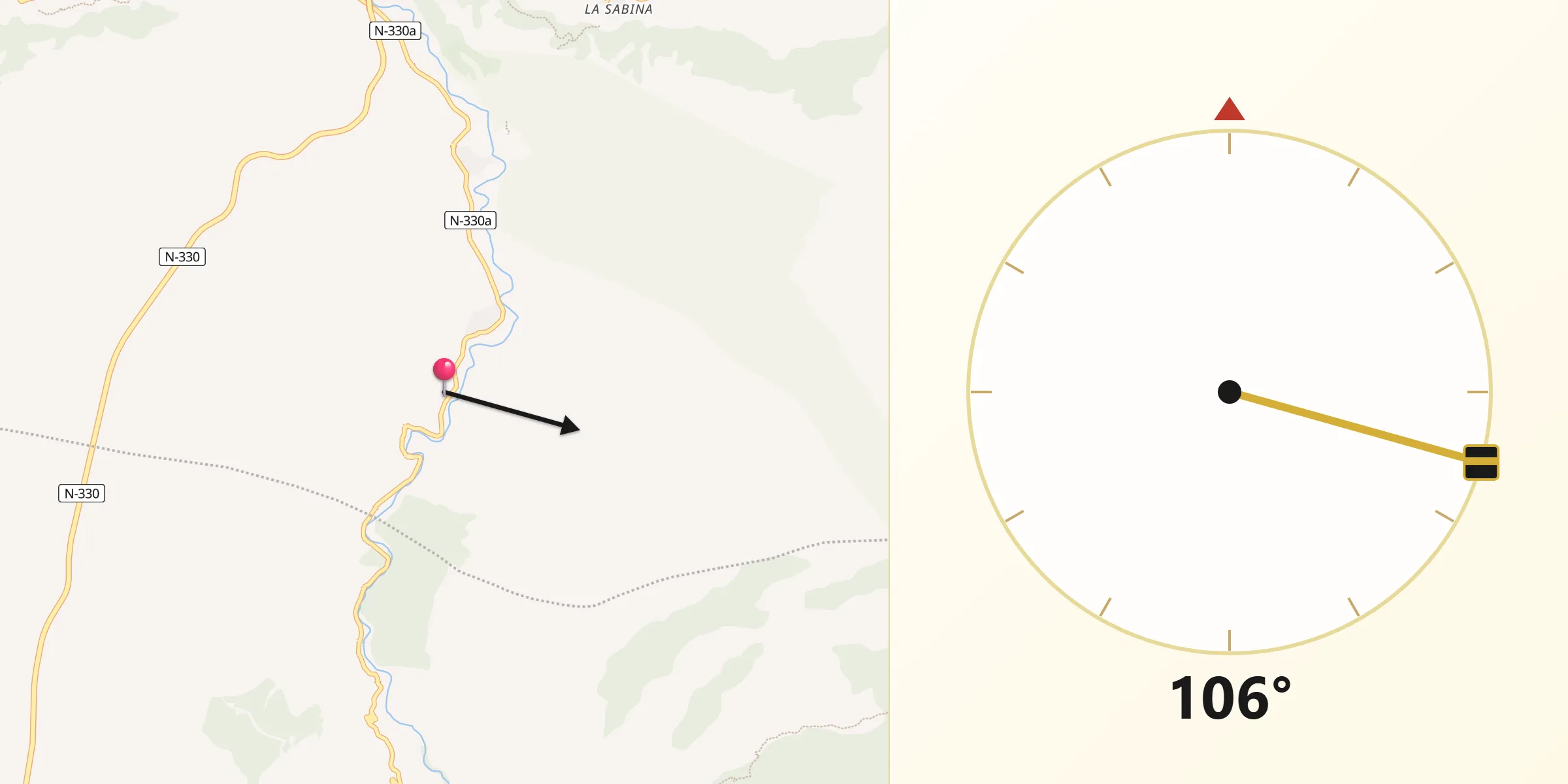 Dirección de la Qibla desde Casas Bajas