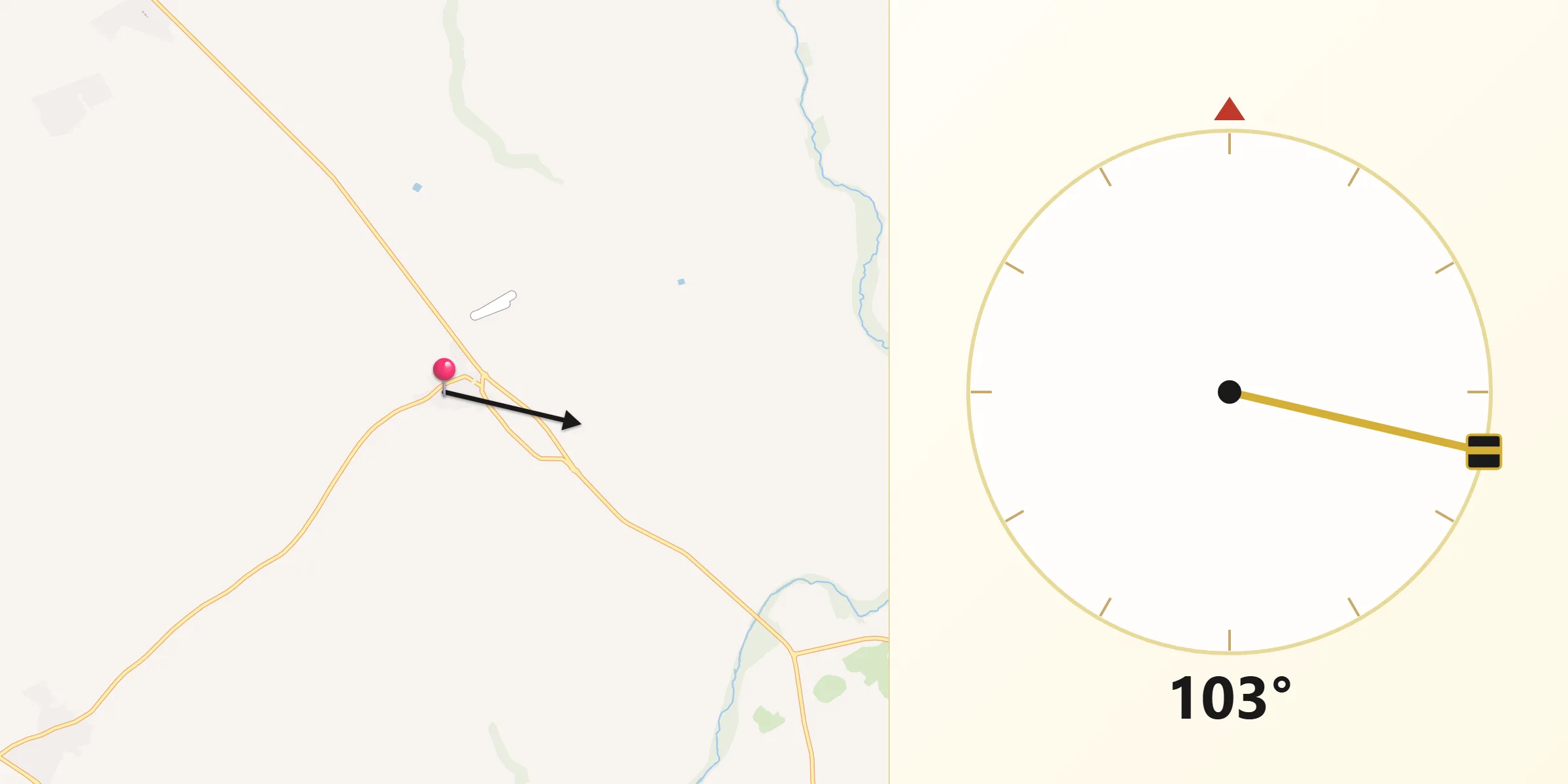 Dirección de la Qibla desde Camarenilla