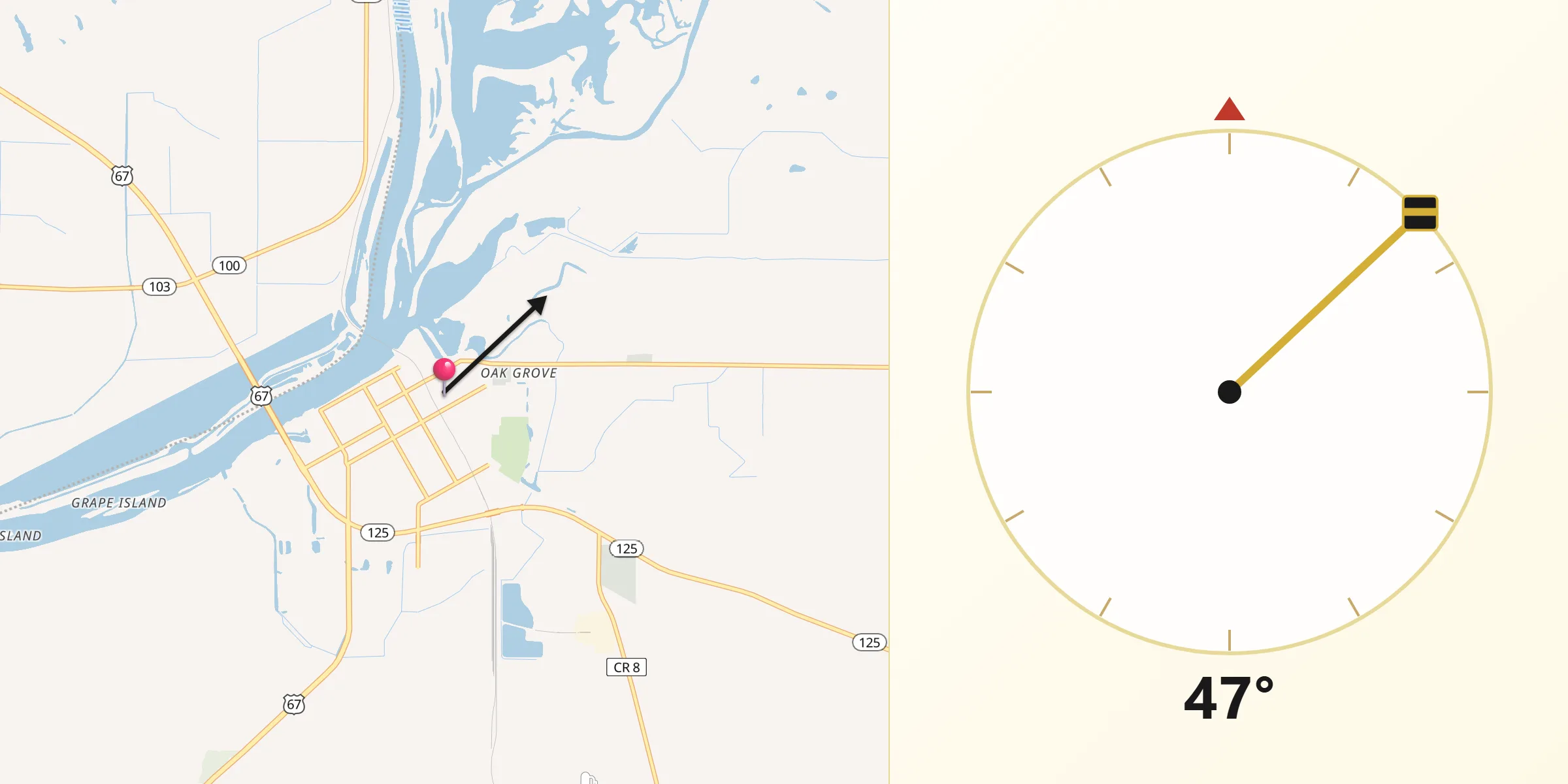 Qibla Direction from Beardstown