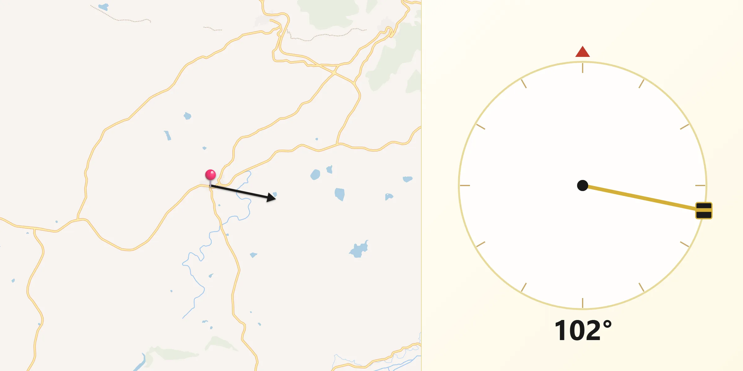 Dirección de la Qibla desde Tejeda de Tiétar