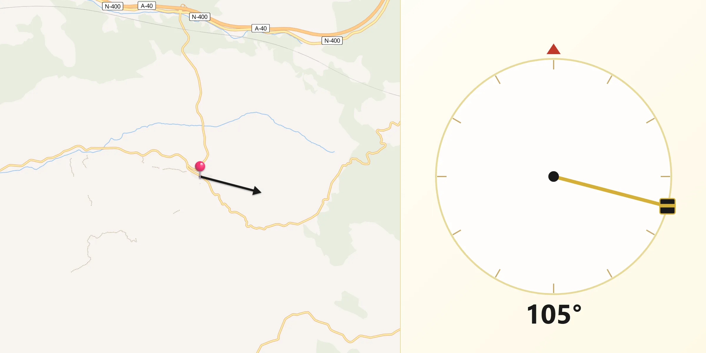 Dirección de la Qibla desde Abia de la Obispalía