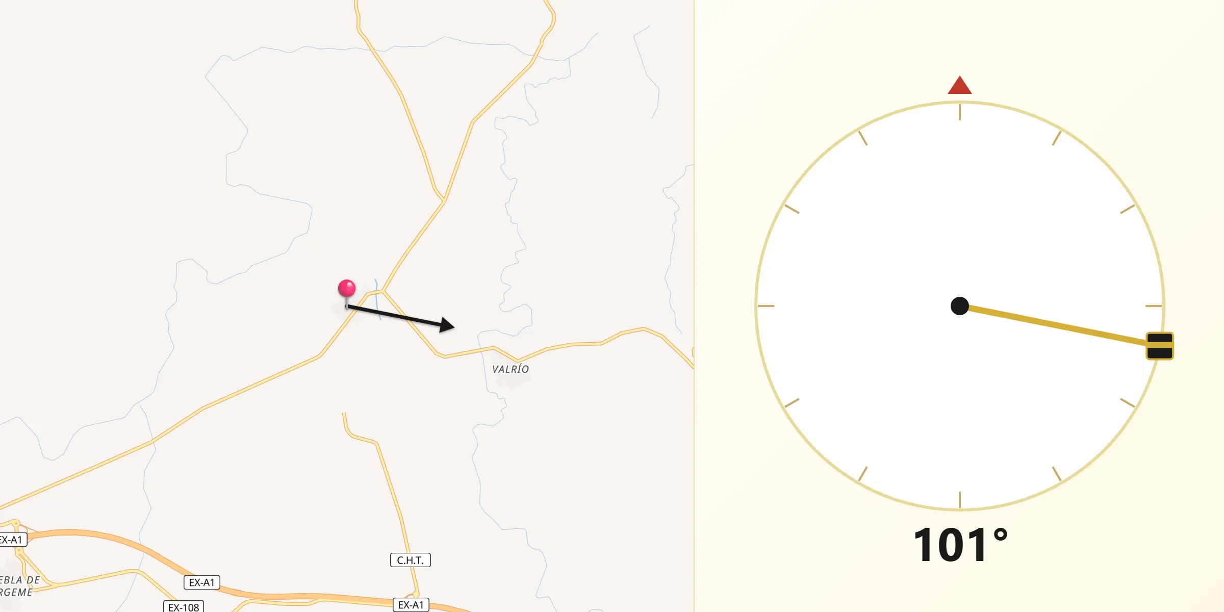 Dirección de la Qibla desde Morcillo