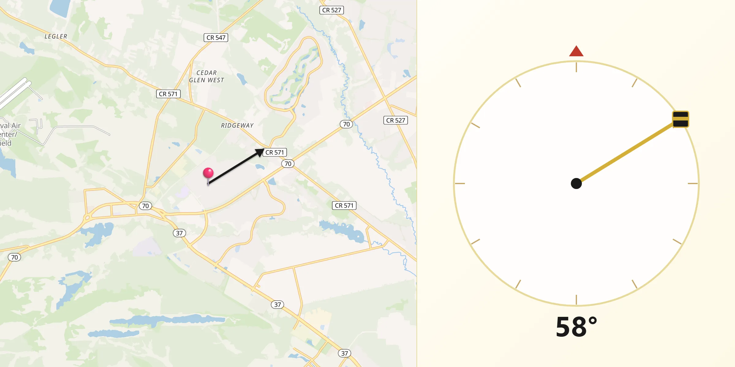 Qibla Direction from Leisure Knoll