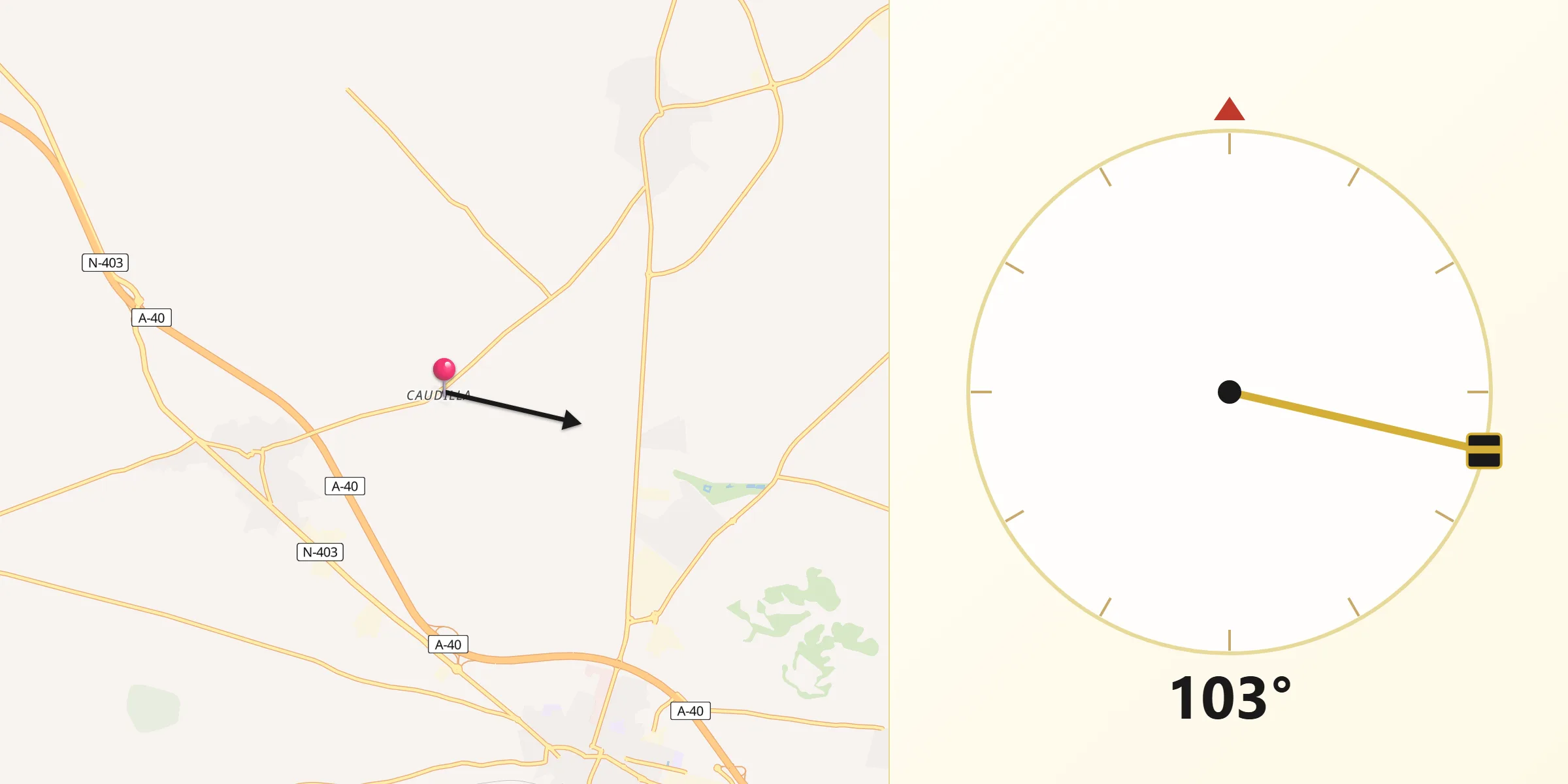 Dirección de la Qibla desde Santo Domingo-Caudilla