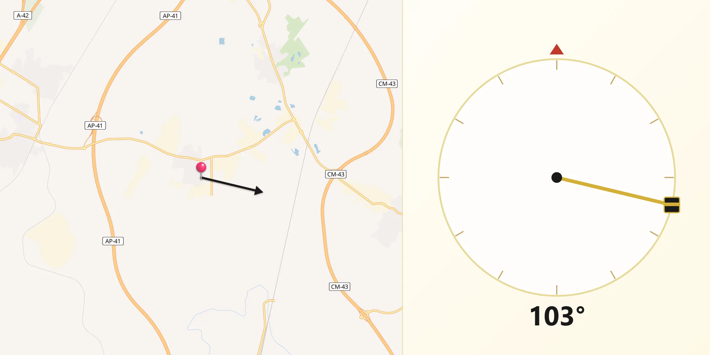 Dirección de la Qibla desde Cobeja