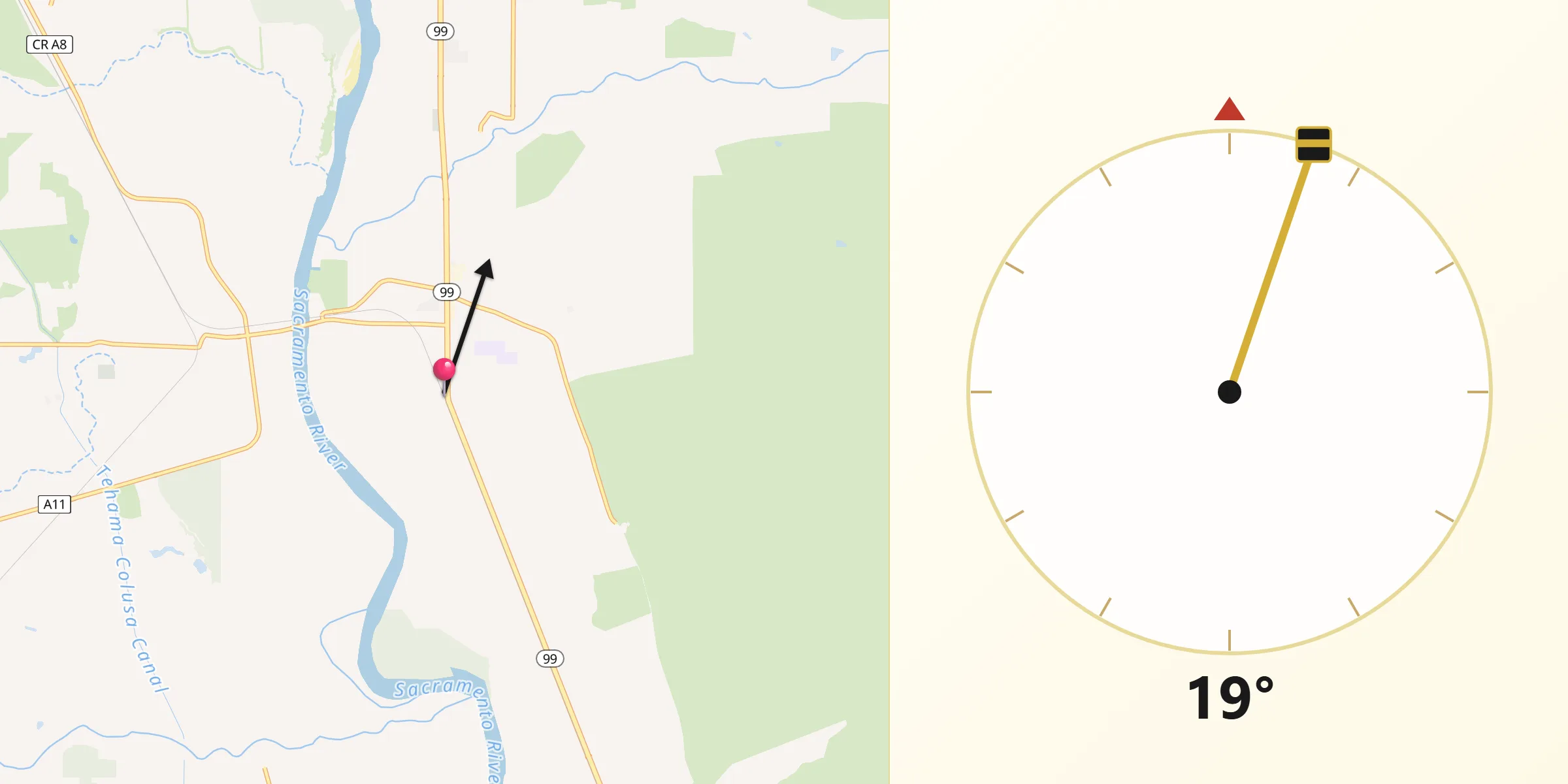 Qibla Direction from Los Molinos