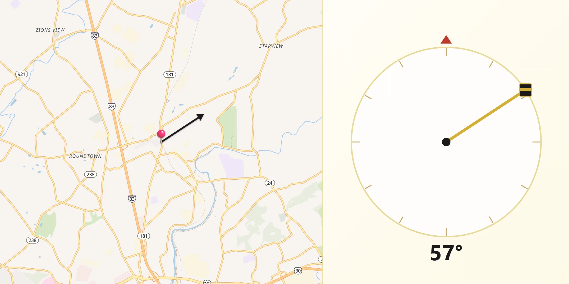 Qibla Direction from Emigsville