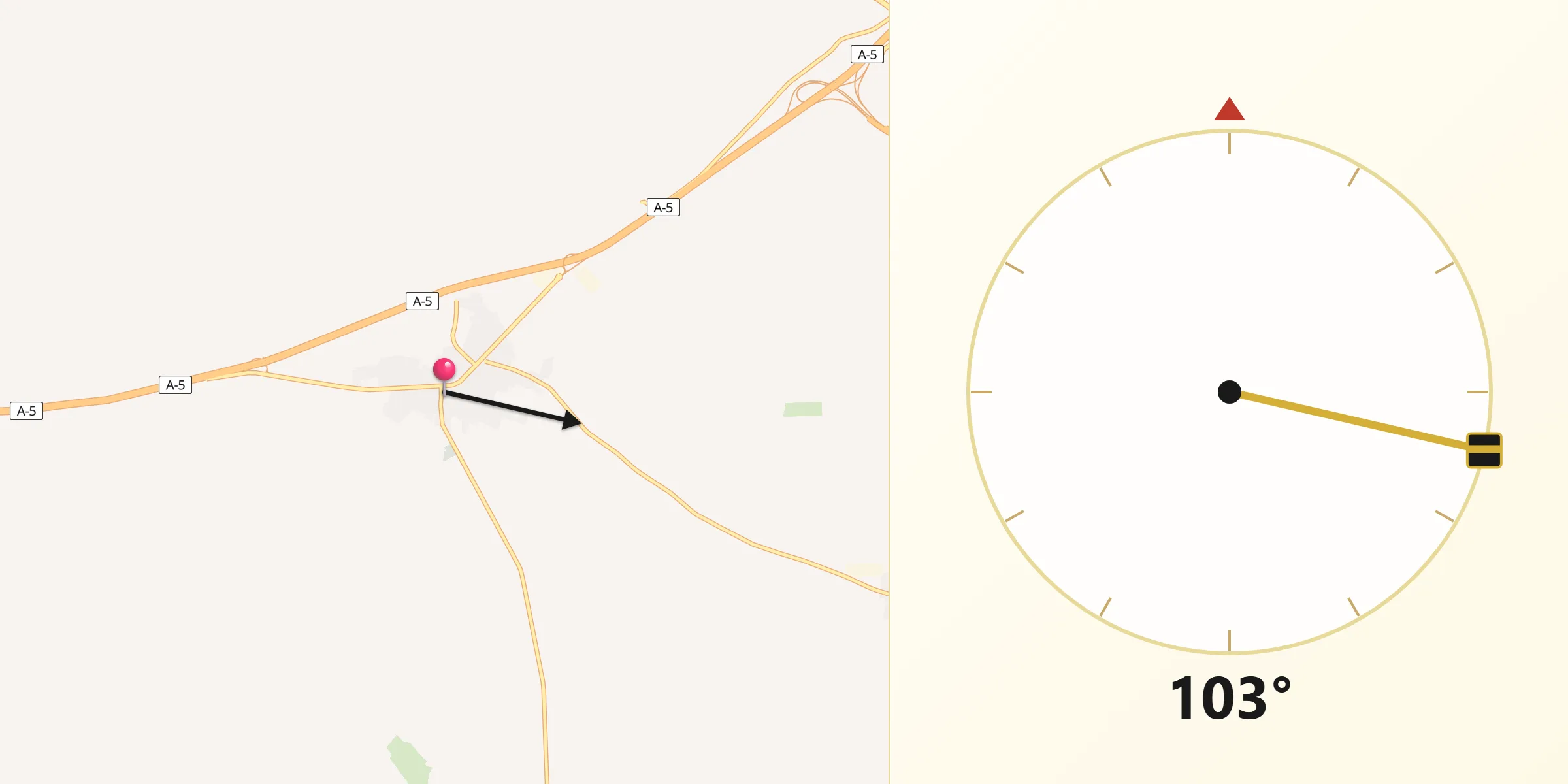 Dirección de la Qibla desde Santa Olalla