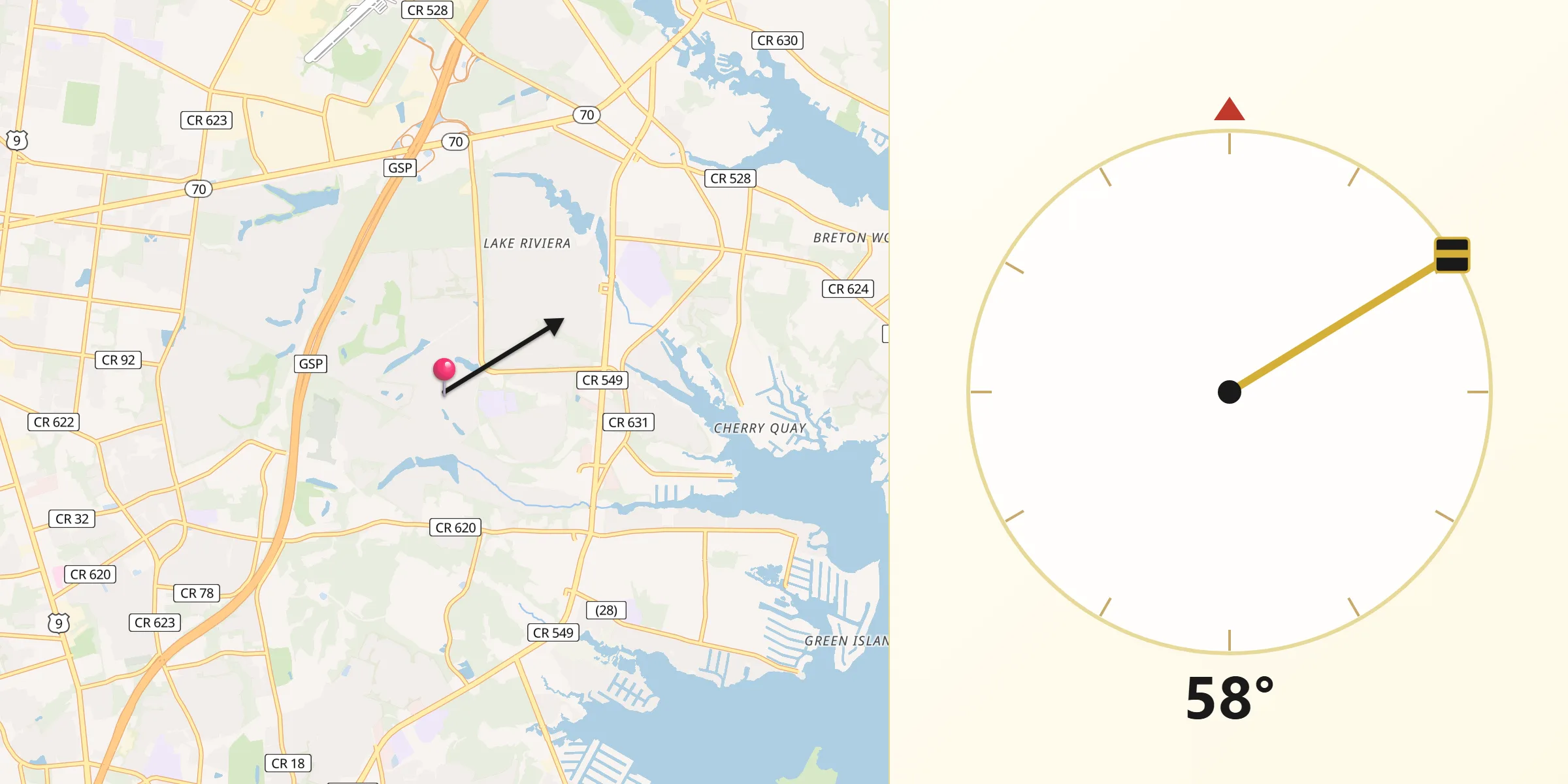 Qibla Direction from Leisure Village East