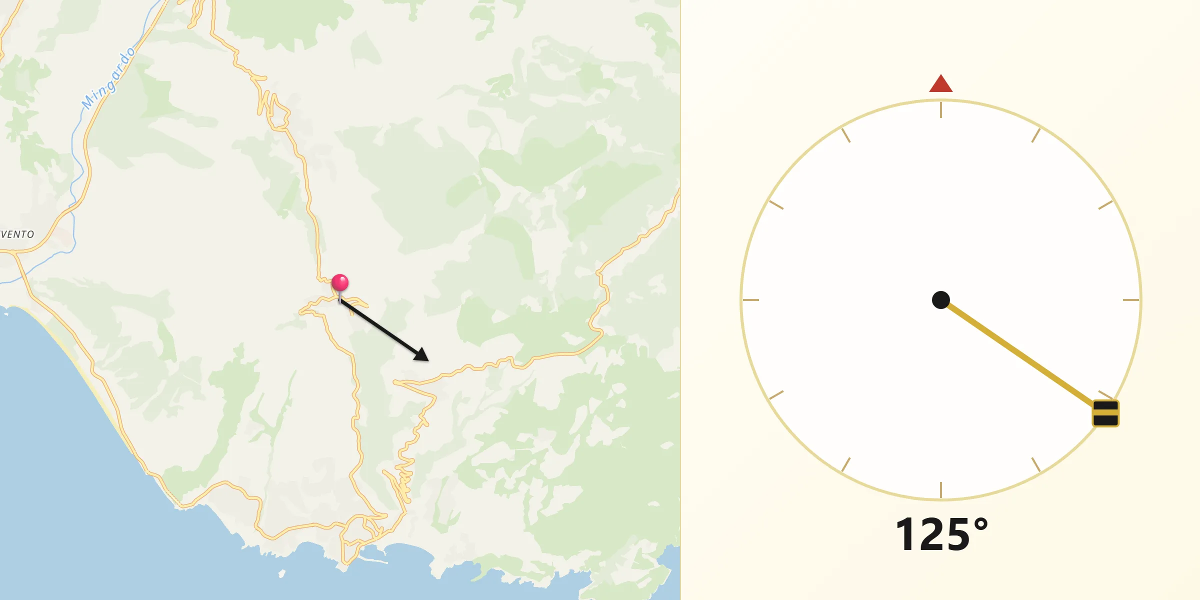 Direzione della Qibla da Camerota